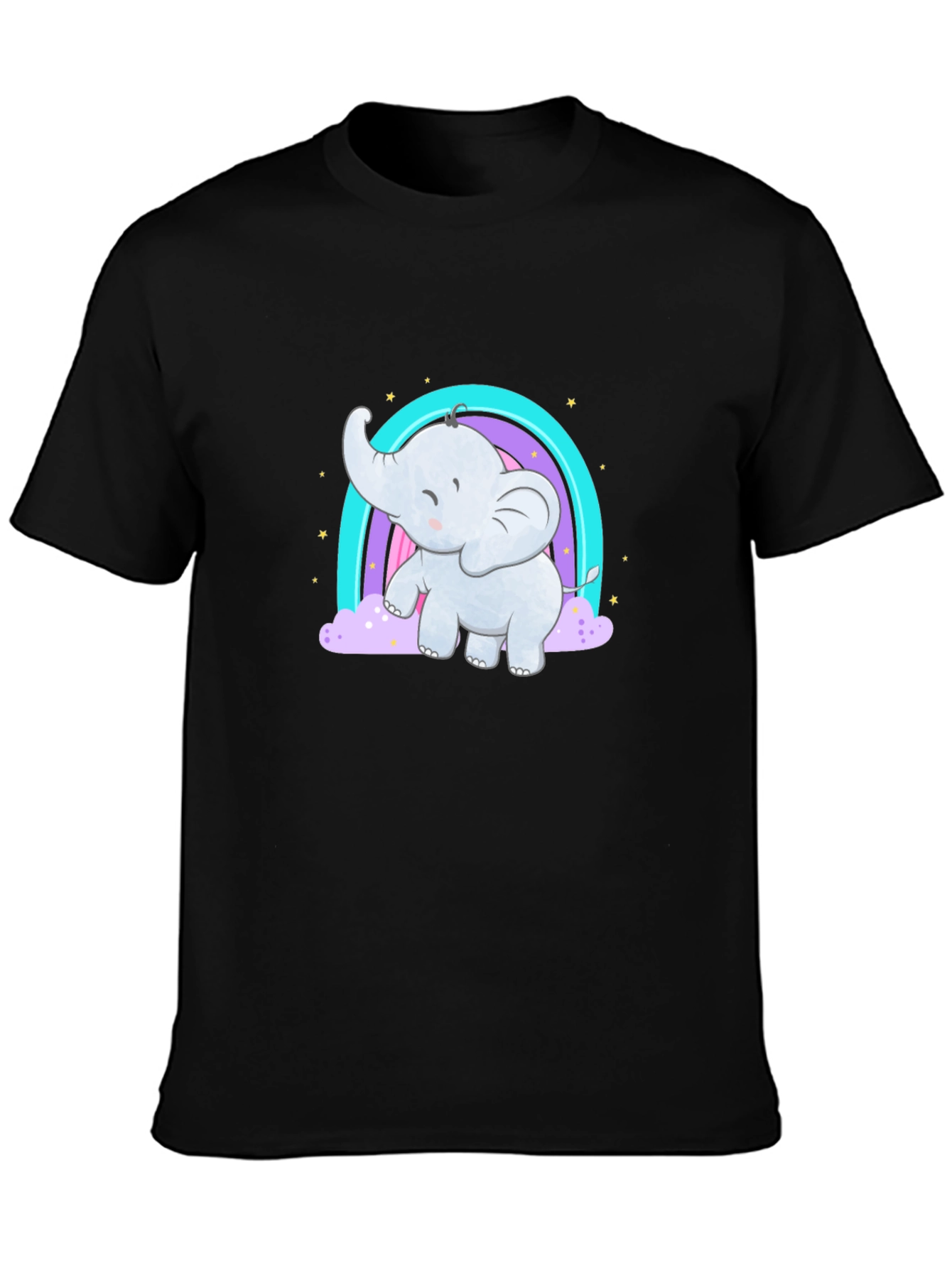 Cute Elephant Rainbow T-Shirt - Black