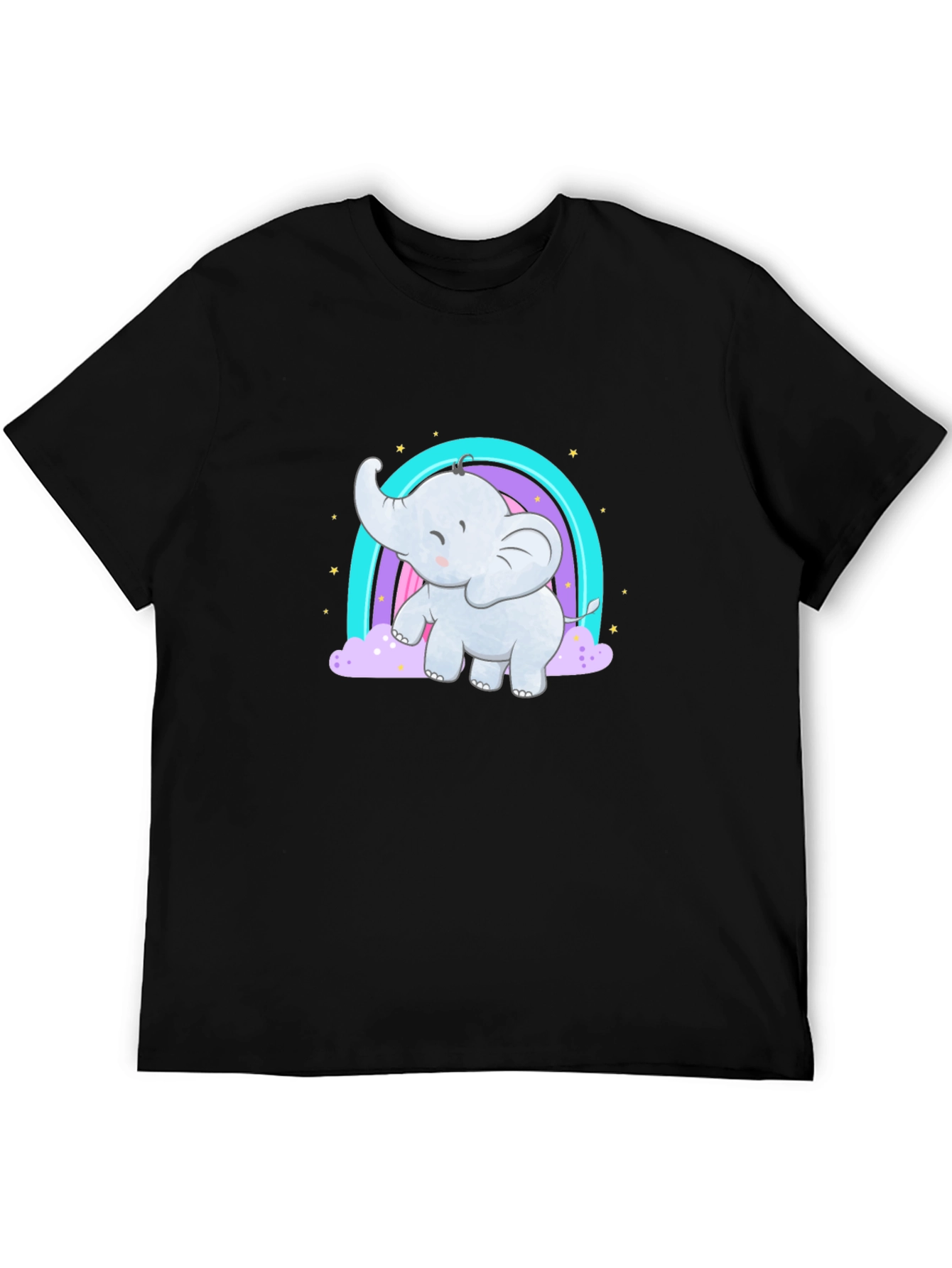 Cute Elephant Rainbow T-Shirt - Black