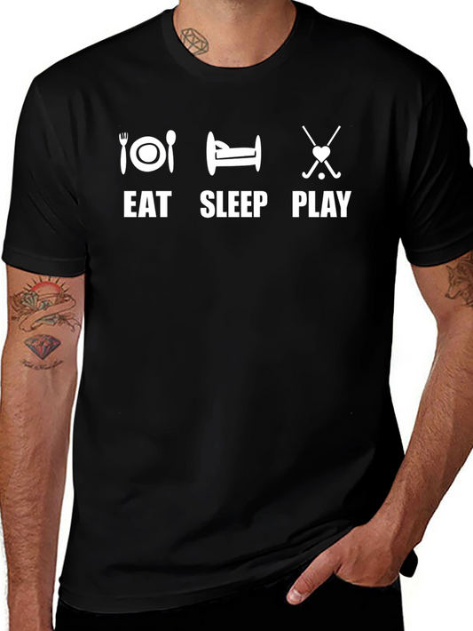 Eat Sleep Play Hockey T-Shirt - Black Cotton Tee