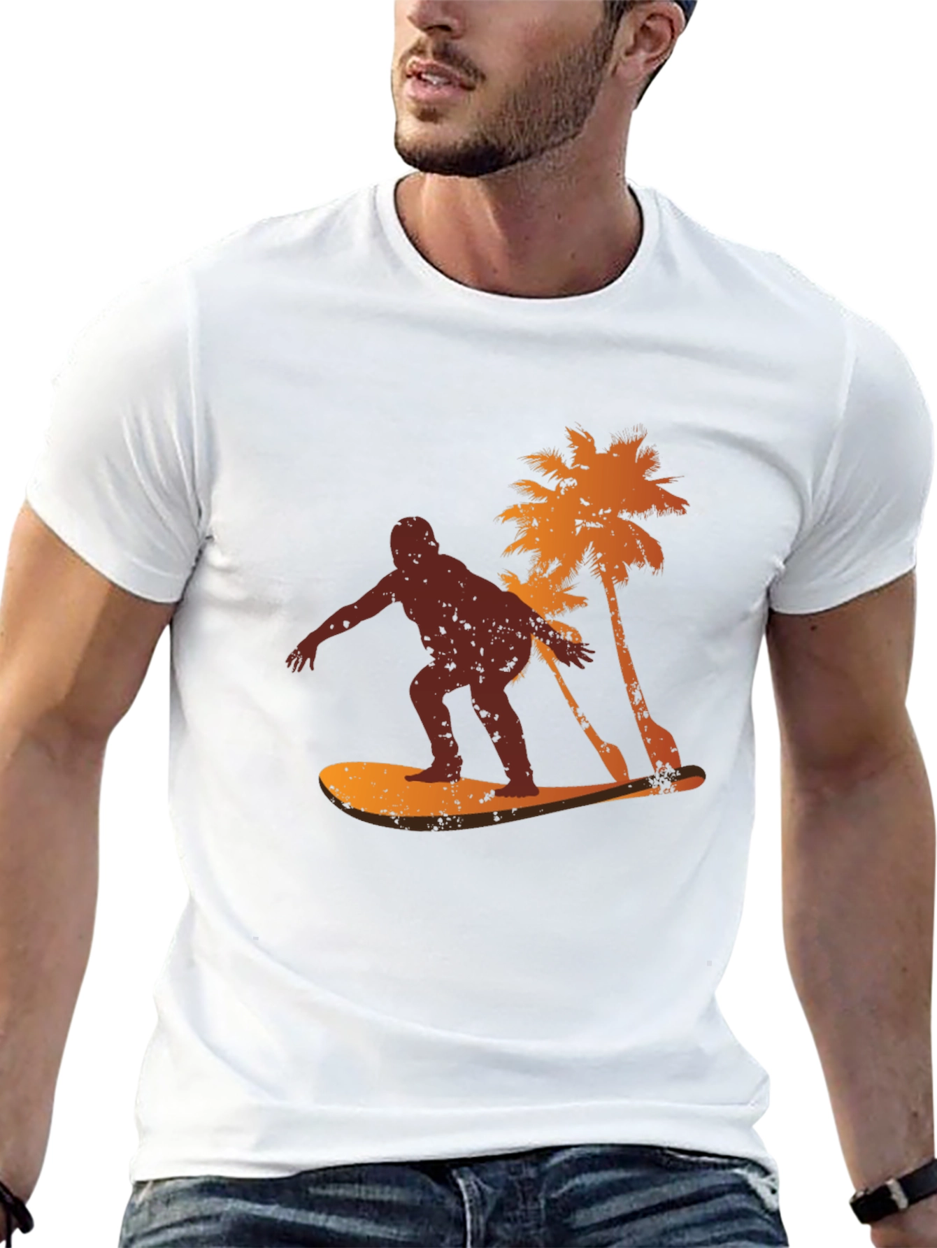 Surfer Silhouette Graphic Tee - Black T-Shirt