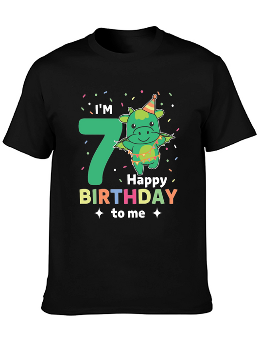 Im 7 Happy Birthday to Me Black T-Shirt