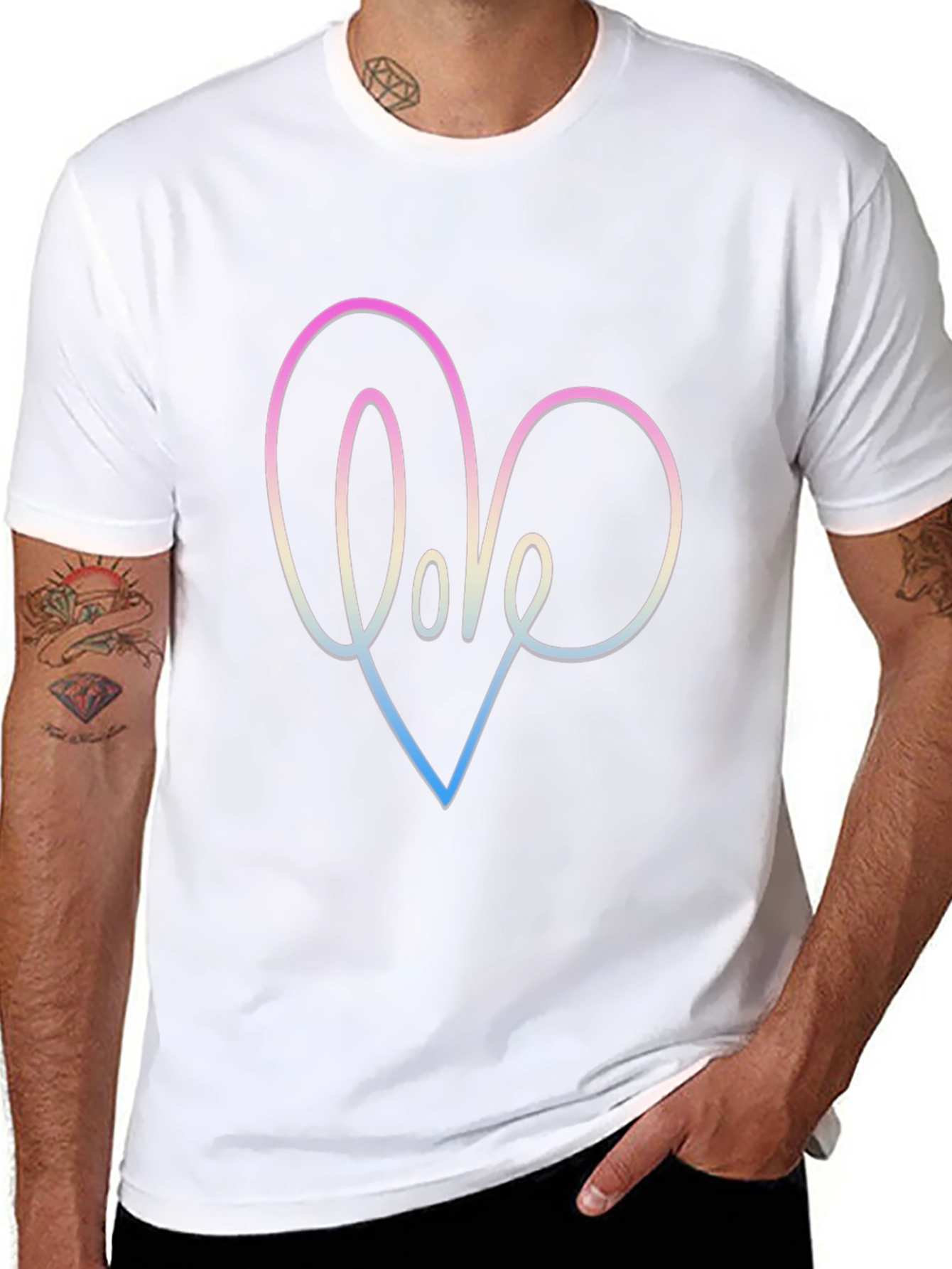 Love Heart Graphic Black T-Shirt