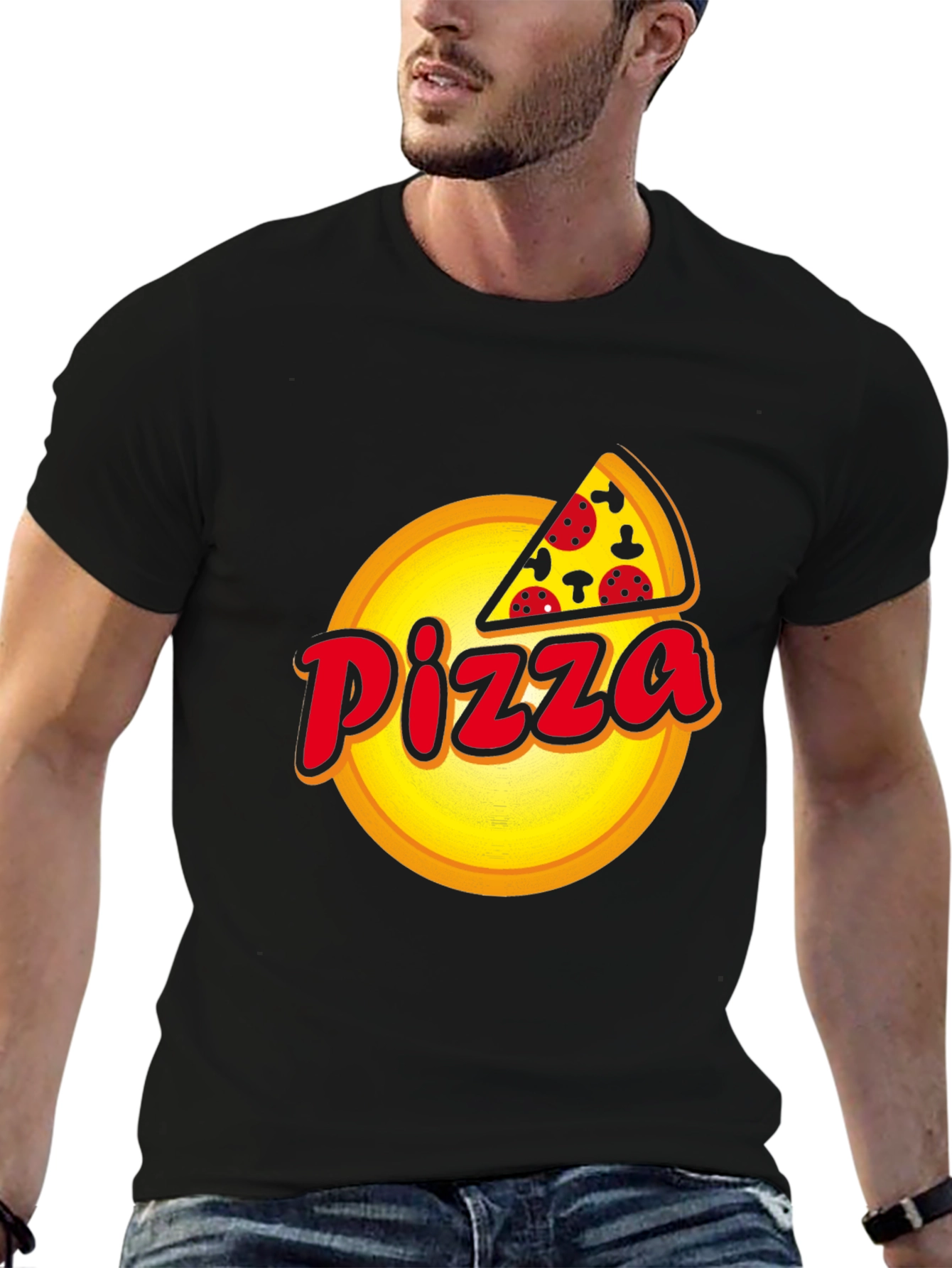 Pizza Graphic Black T-Shirt - Foodie Fashion