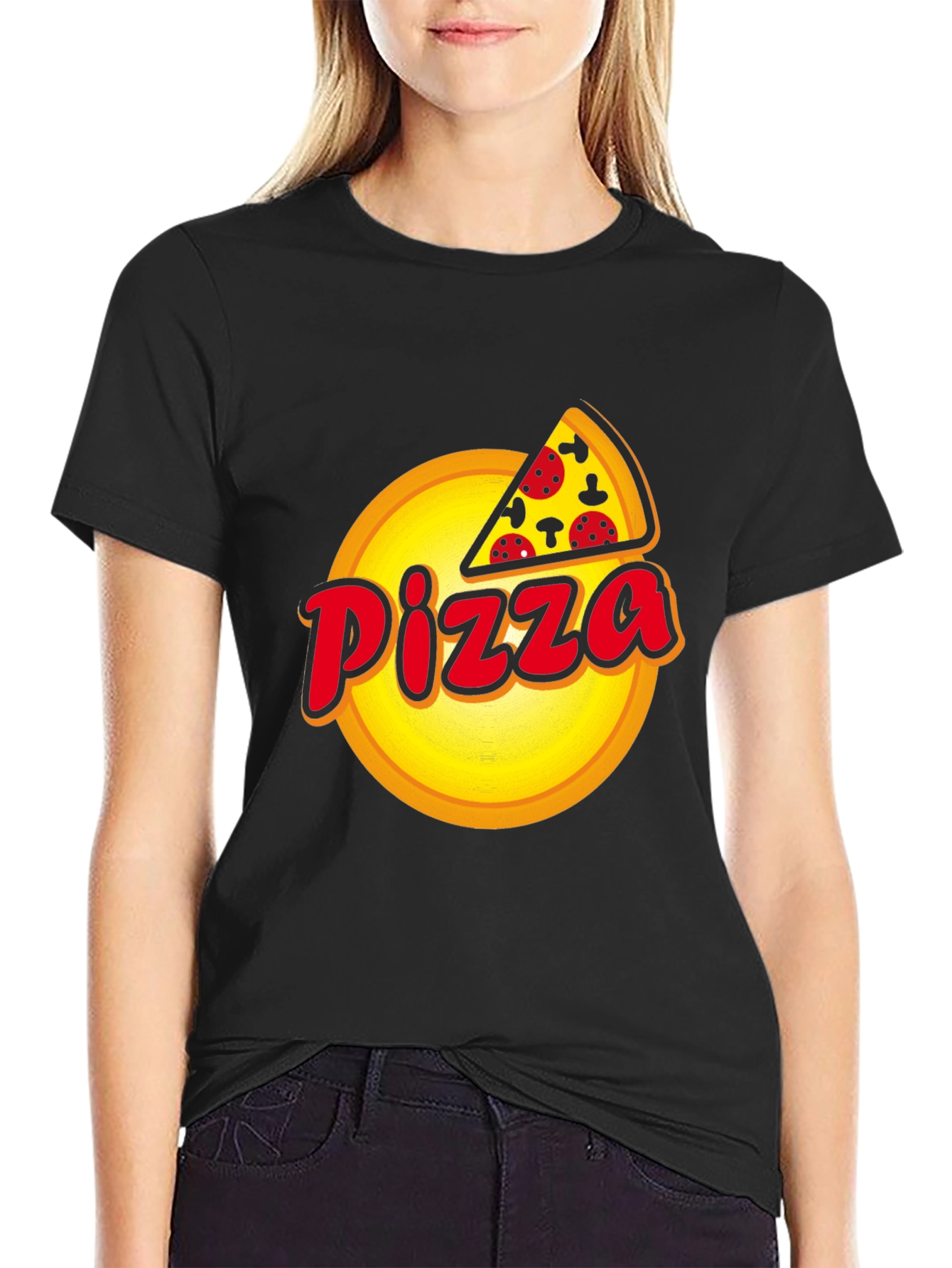 Pizza Graphic Black T-Shirt - Foodie Fashion