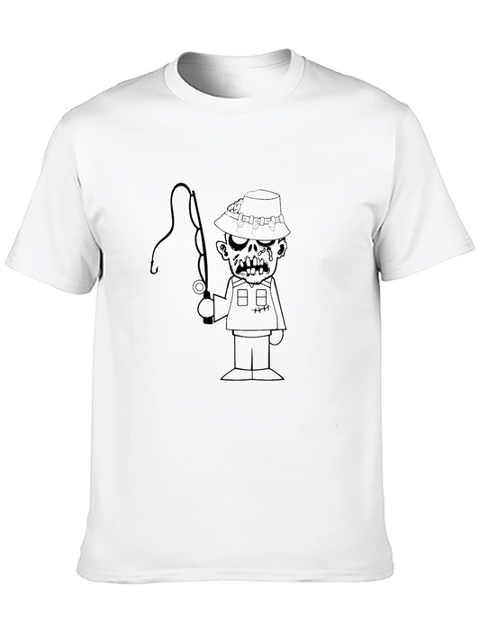 Zombie Fisherman Graphic Tee - Black Cotton Shirt
