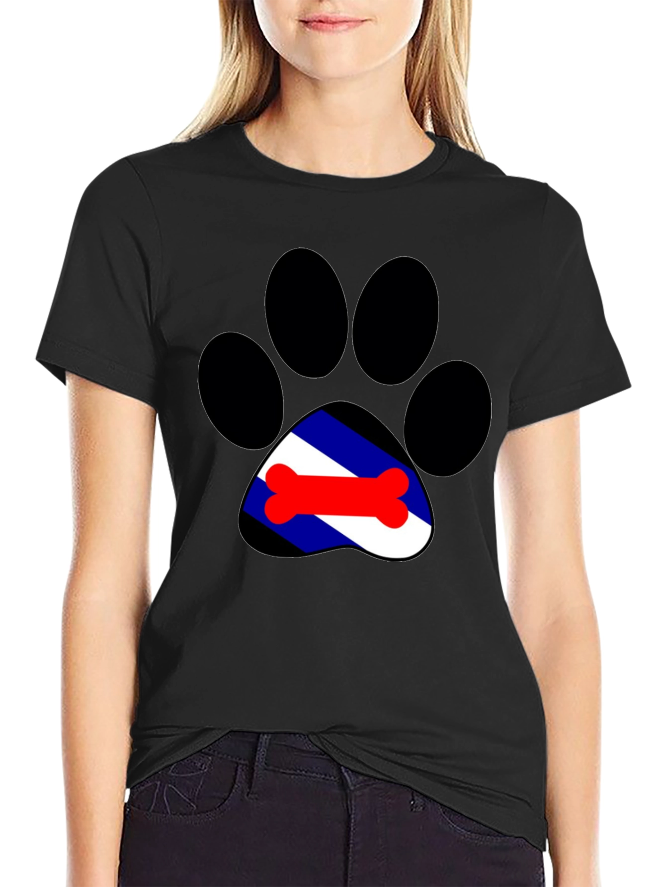 Dog Paw Print Tee - Leather Pride Bone