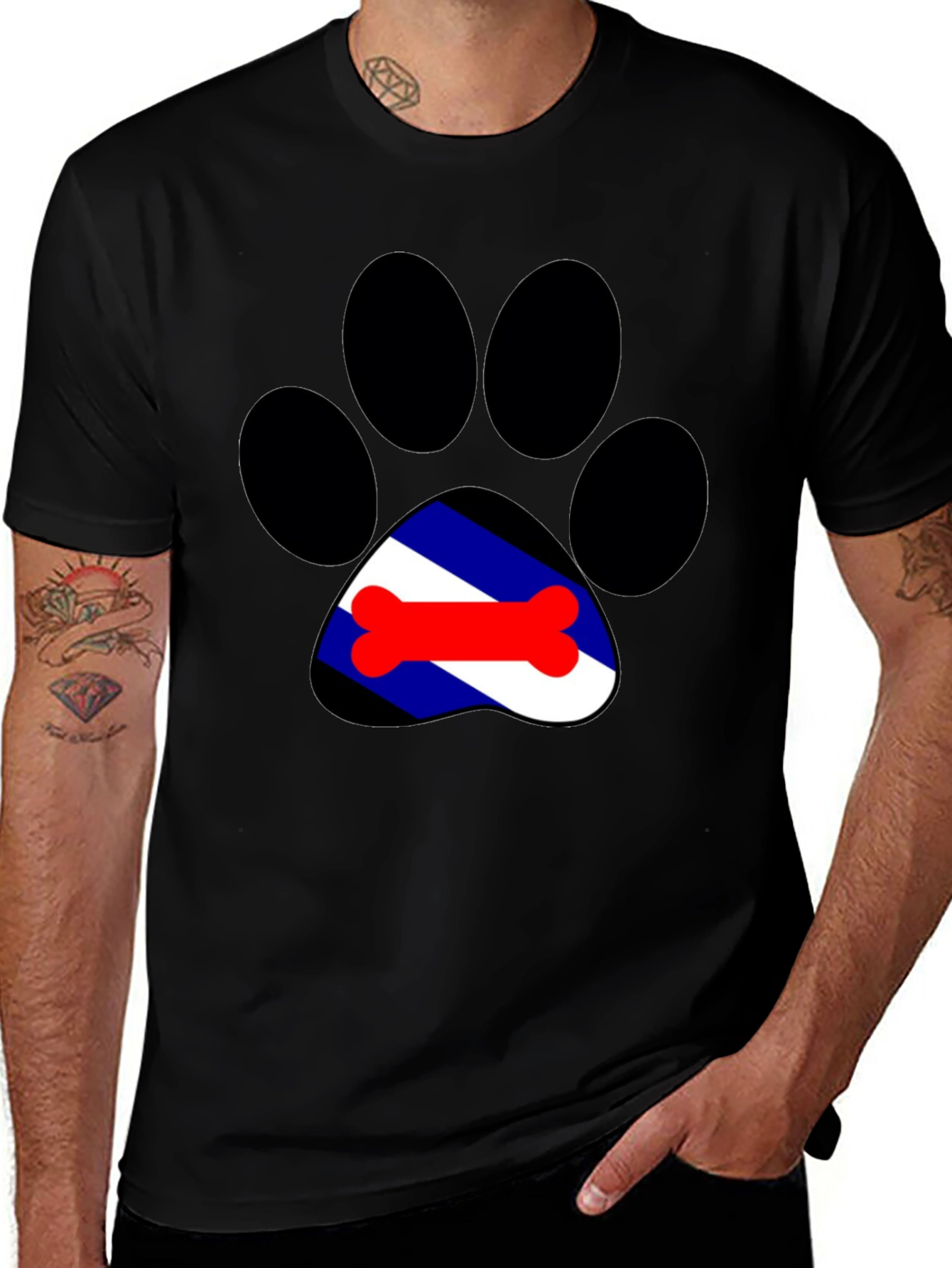 Dog Paw Print Tee - Leather Pride Bone