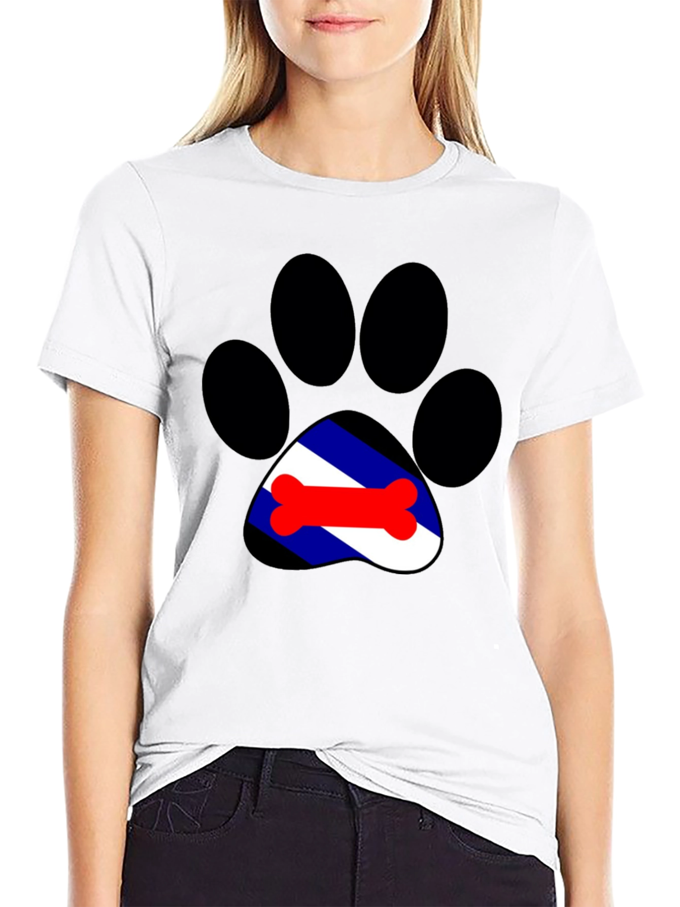 Dog Paw Print Tee - Leather Pride Bone