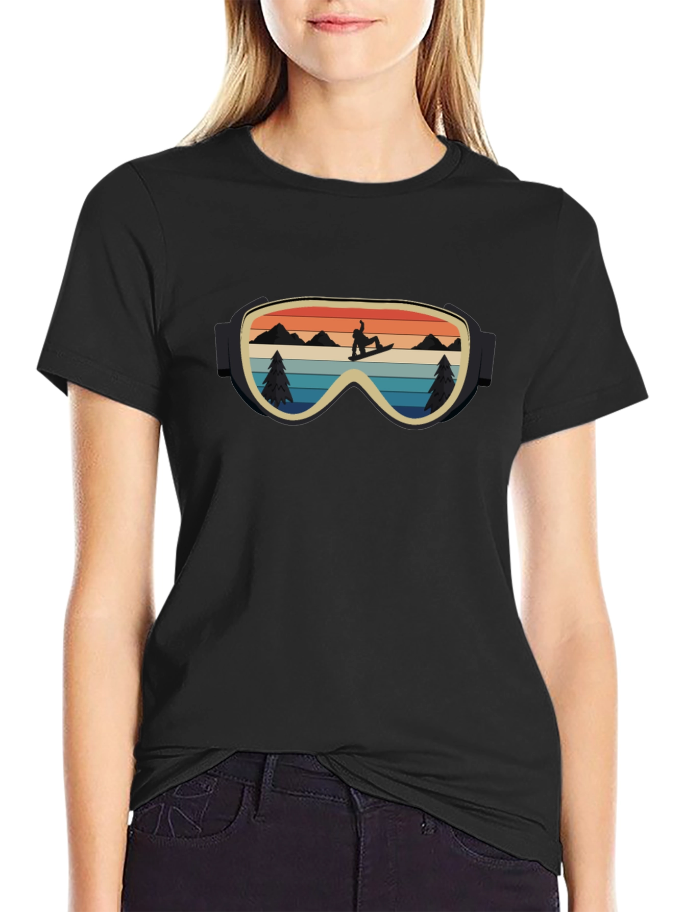 Retro Snowboarder Goggles Graphic Tee