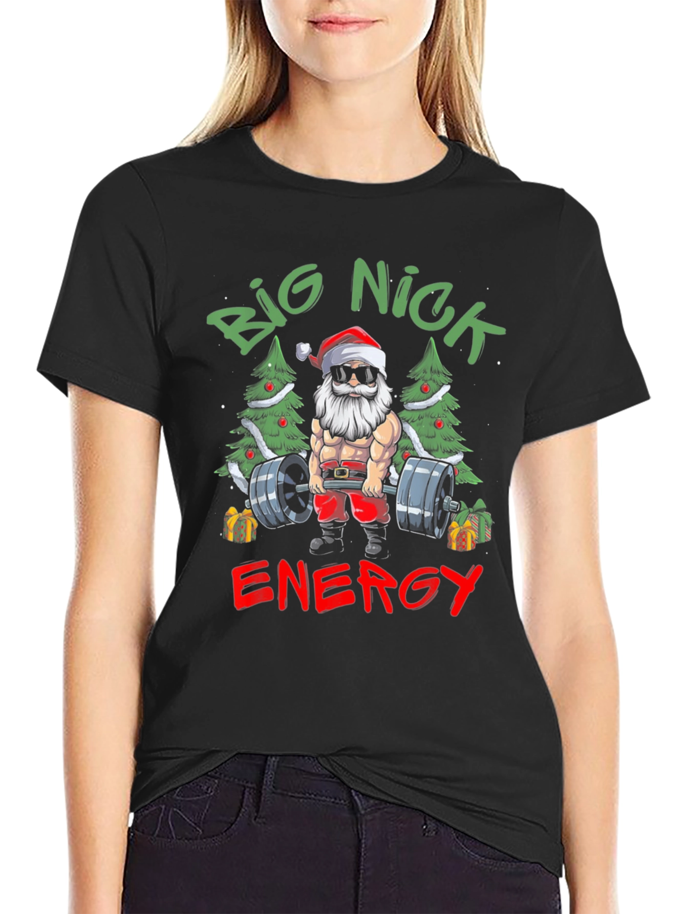 Big Nick Energy Santa T-Shirt - Christmas Gym Wear