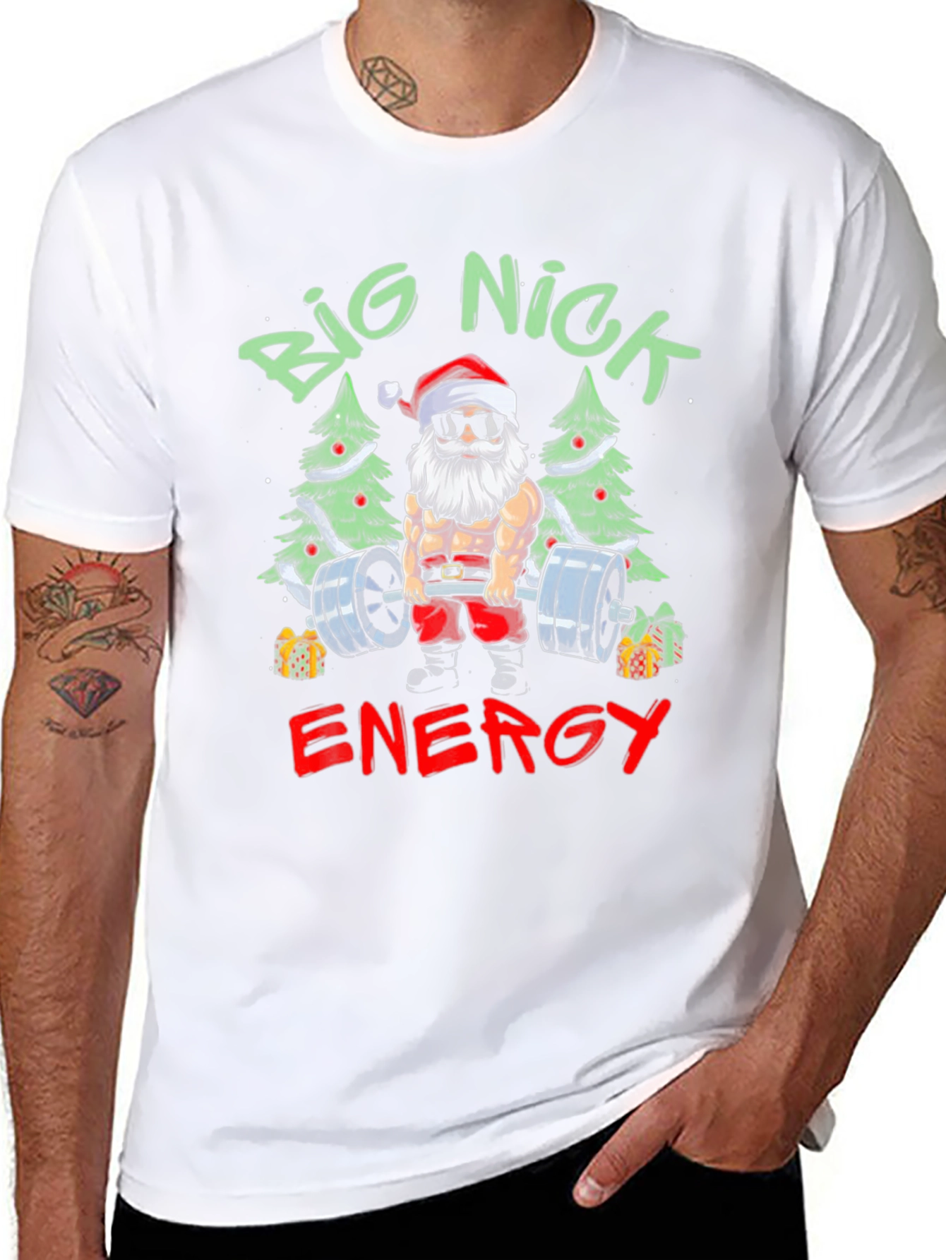 Big Nick Energy Santa T-Shirt - Christmas Gym Wear