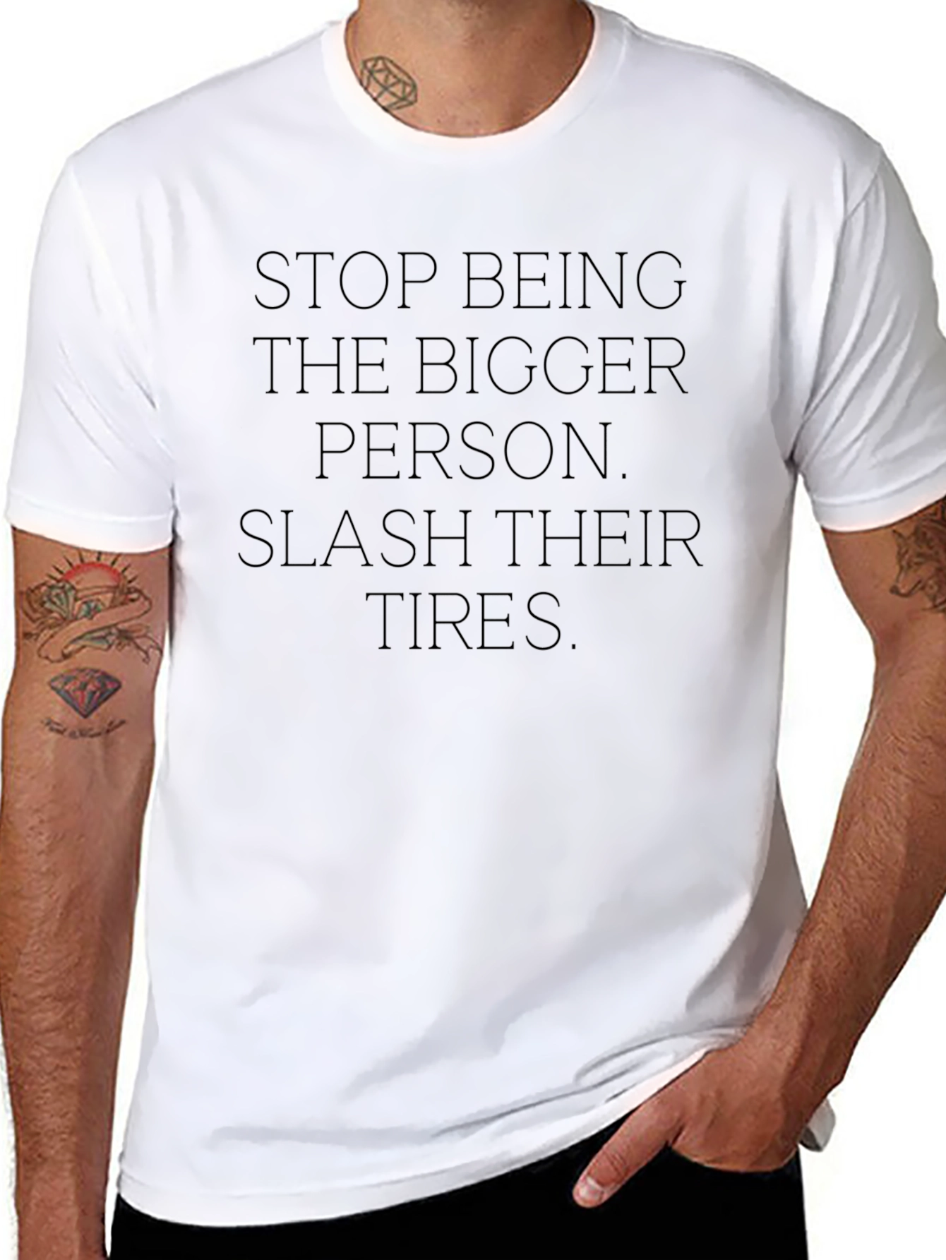 Sarcastic Slogan Tee - Slash Their Tires Black T-Shirt