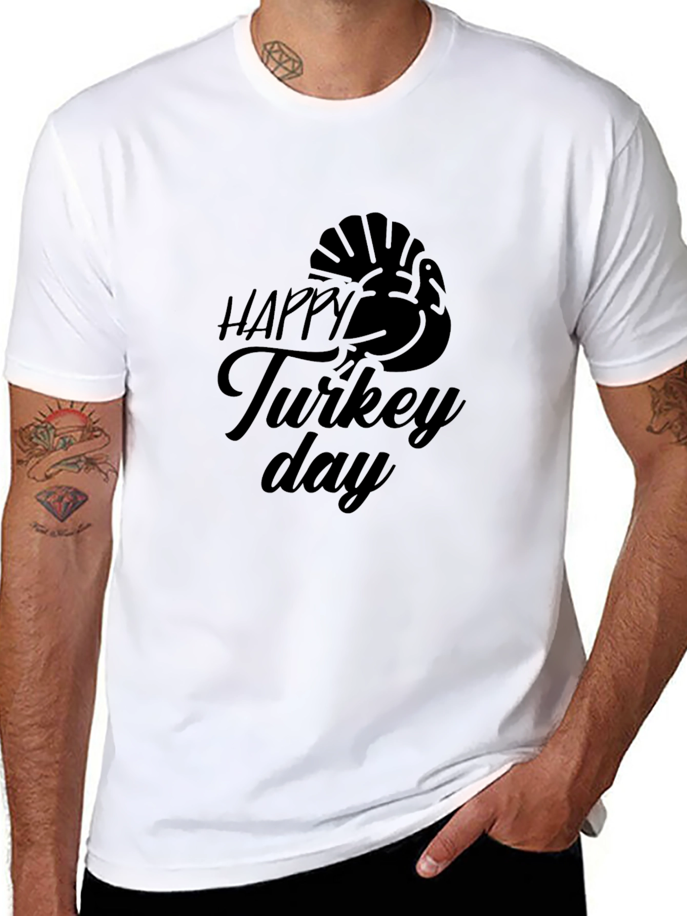 Happy Turkey Day Black T-Shirt