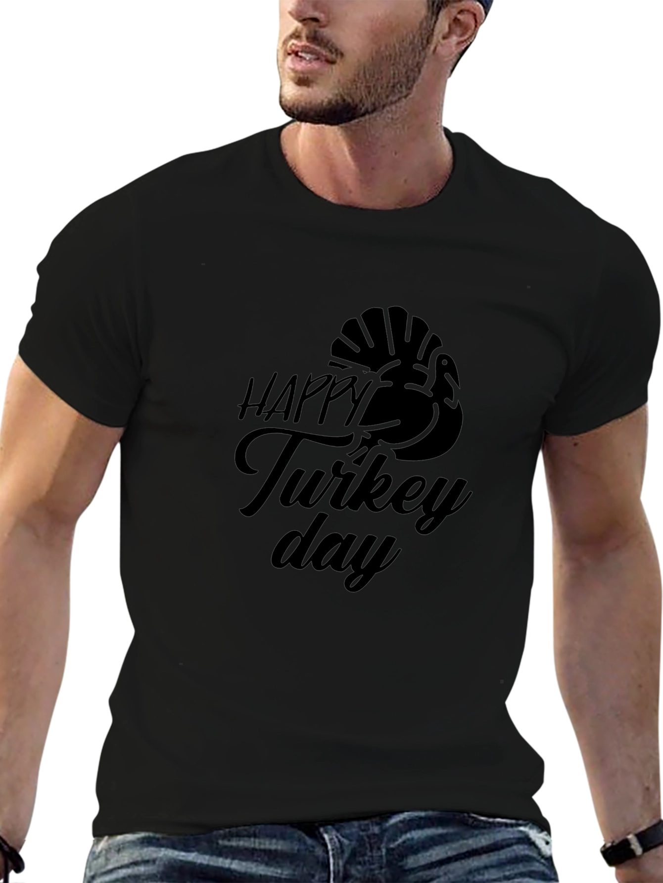 Happy Turkey Day Black T-Shirt
