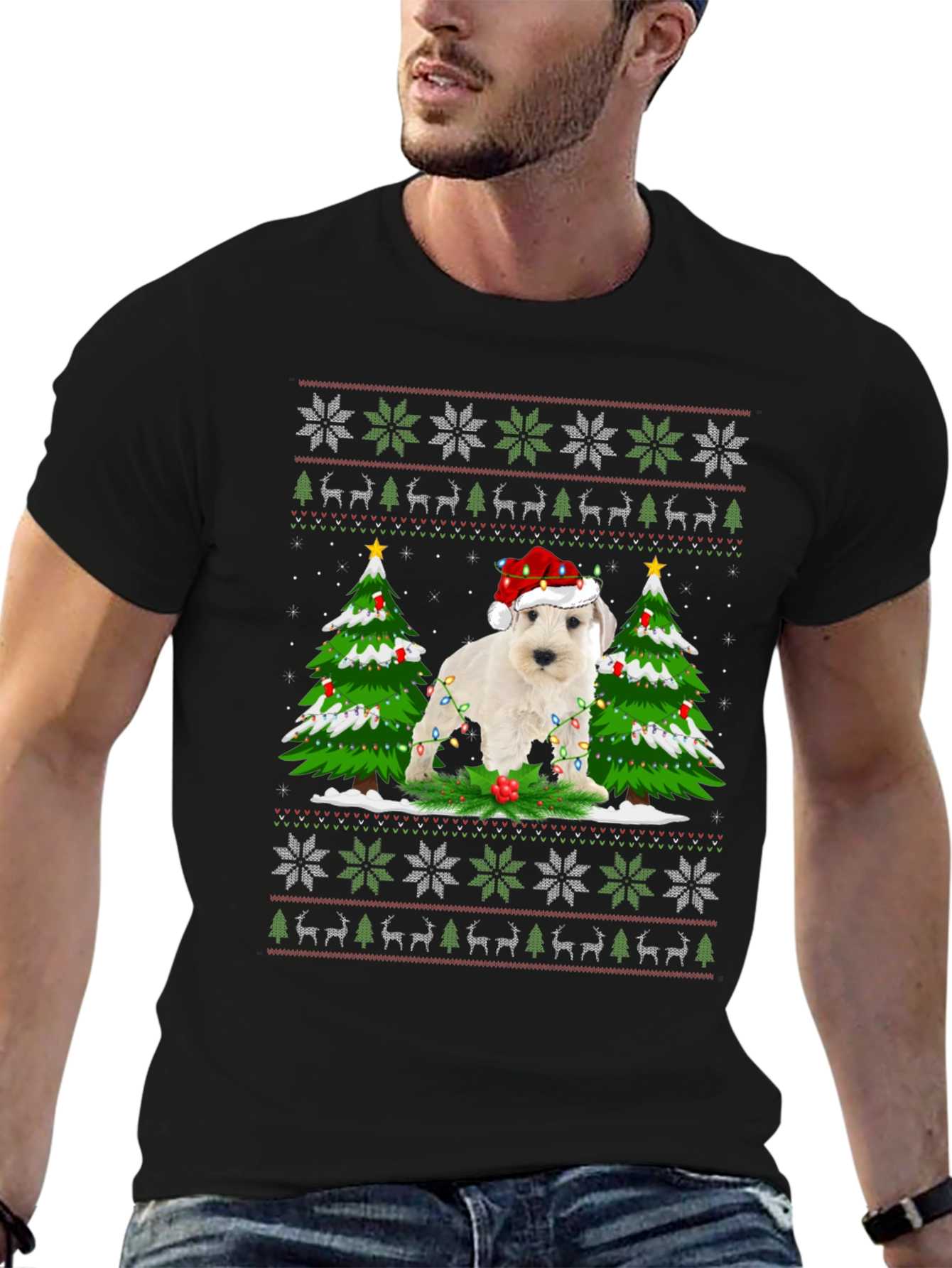 Festive Dog Christmas Sweater T-Shirt