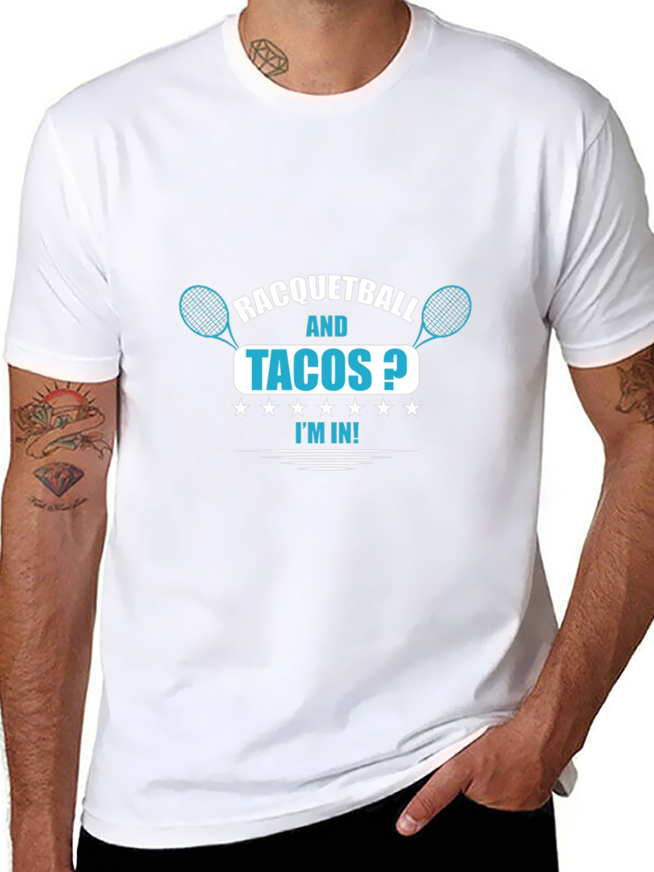 Racquetball and Tacos? Black Graphic T-Shirt