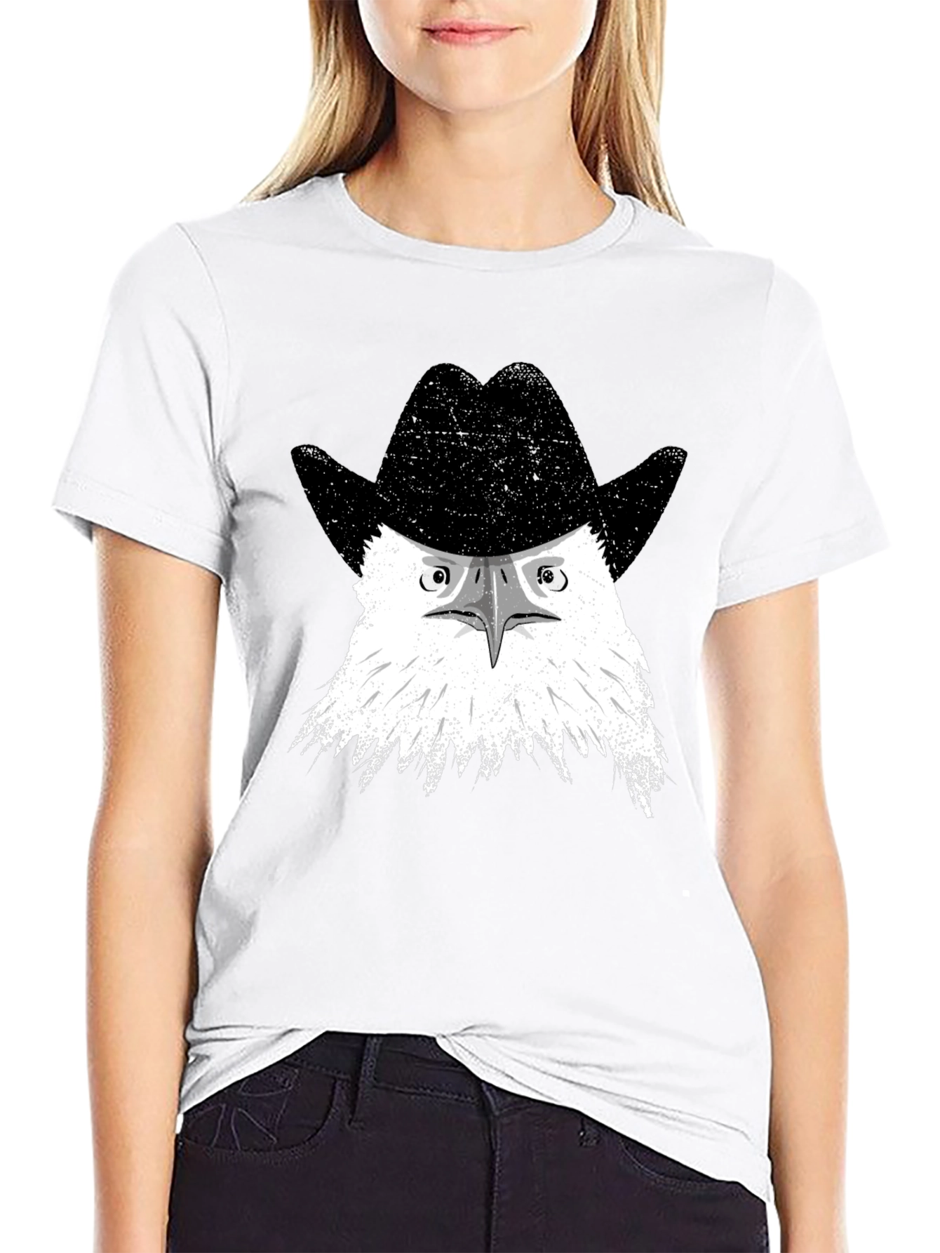 Eagle Cowboy Hat Graphic Tee - Mens Black T-Shirt