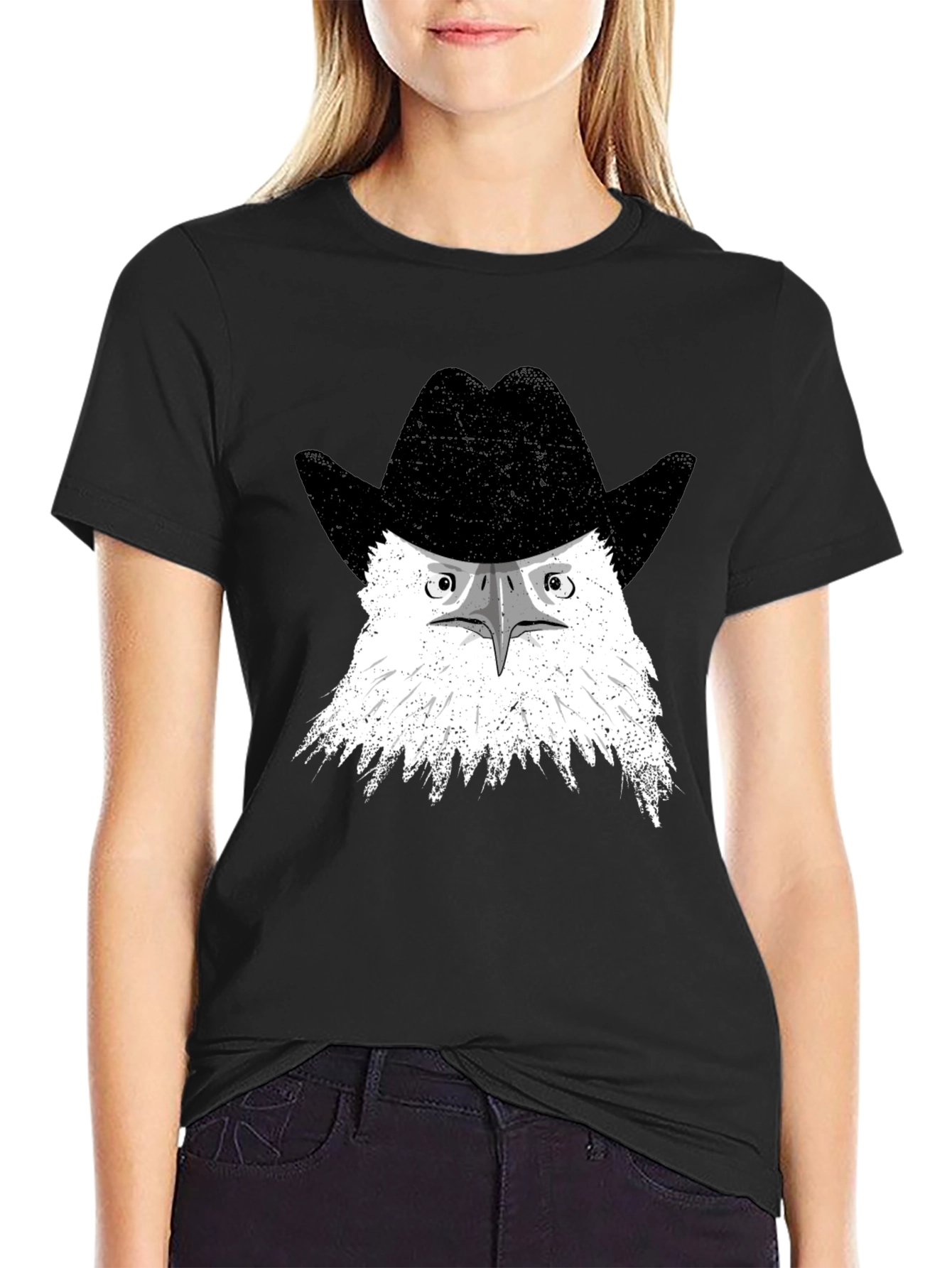 Eagle Cowboy Hat Graphic Tee - Mens Black T-Shirt