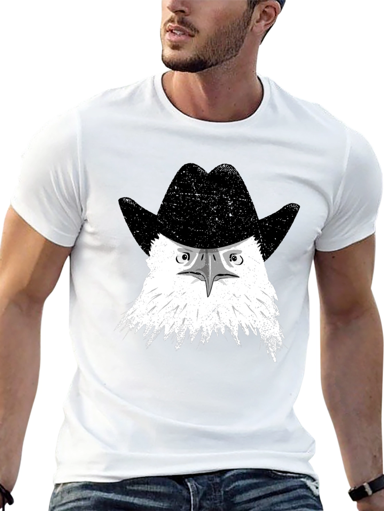 Eagle Cowboy Hat Graphic Tee - Mens Black T-Shirt