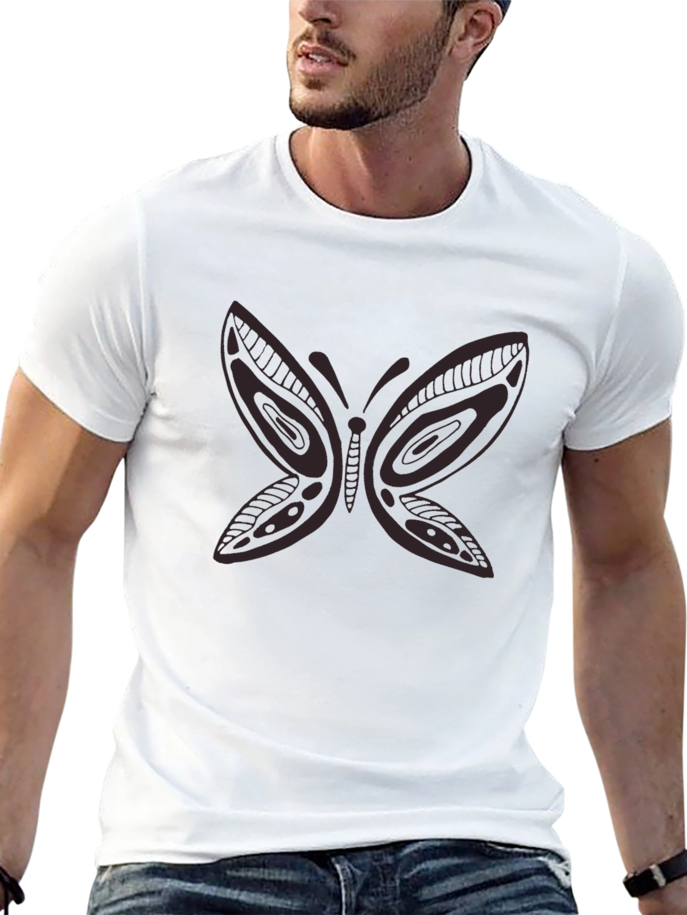 Butterfly Graphic Print Black T-Shirt