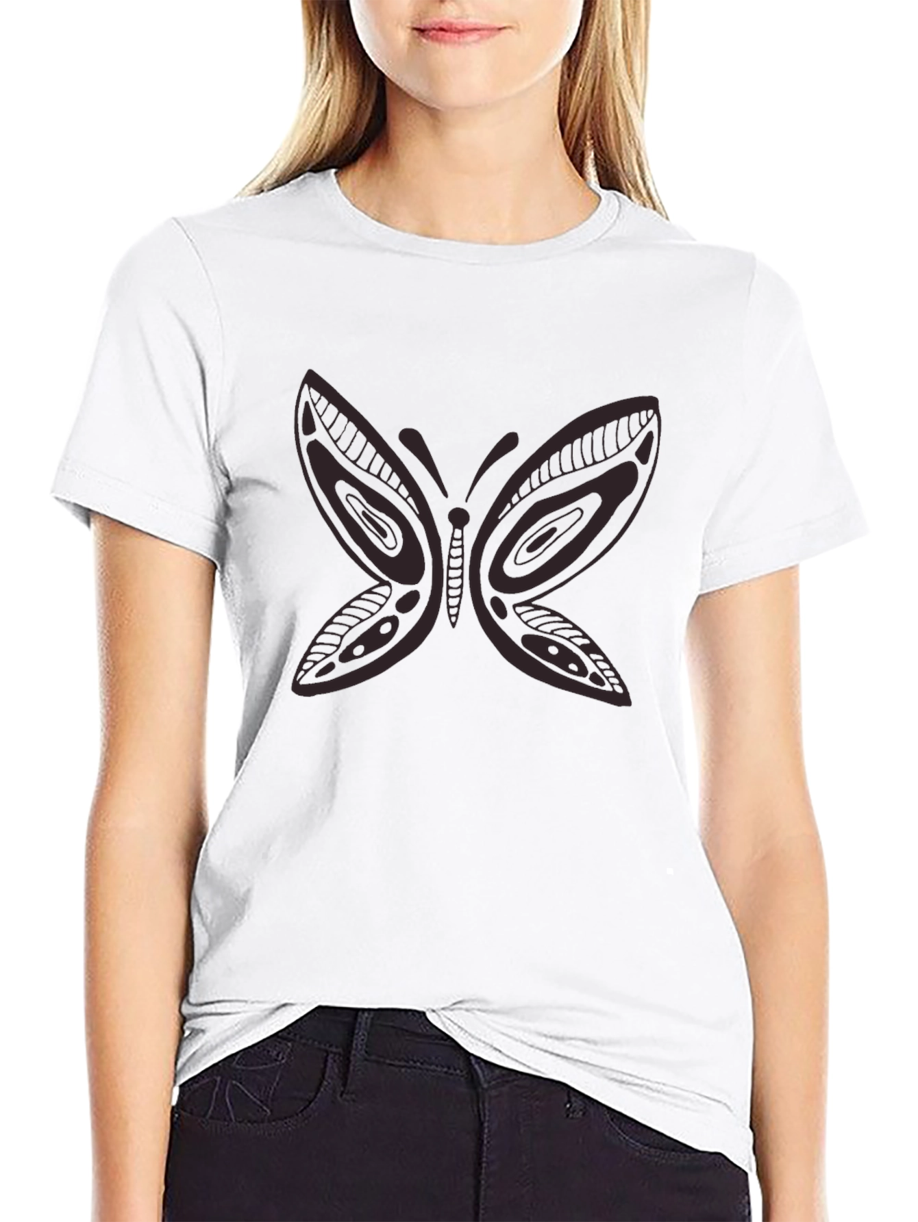 Butterfly Graphic Print Black T-Shirt