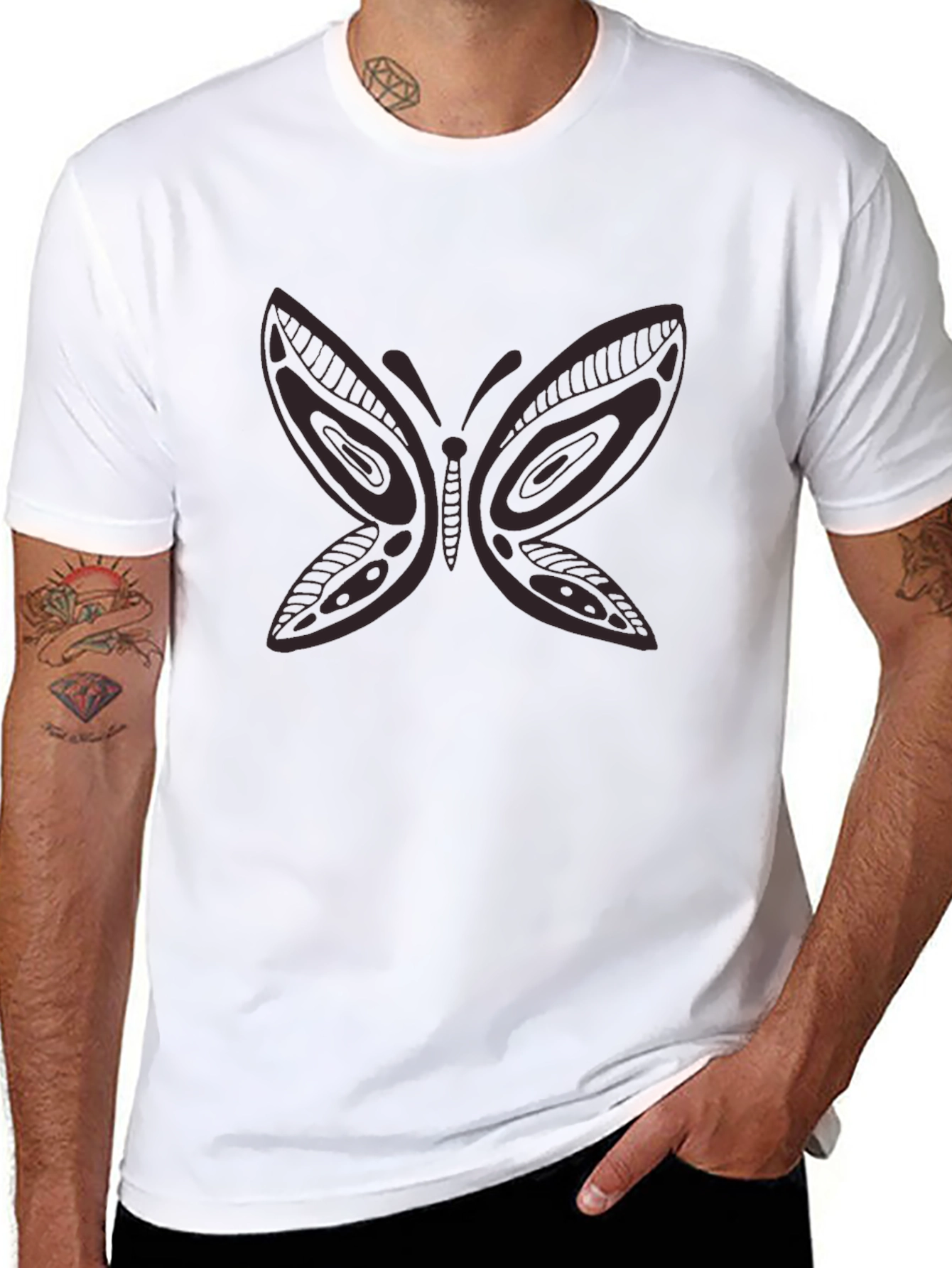 Butterfly Graphic Print Black T-Shirt