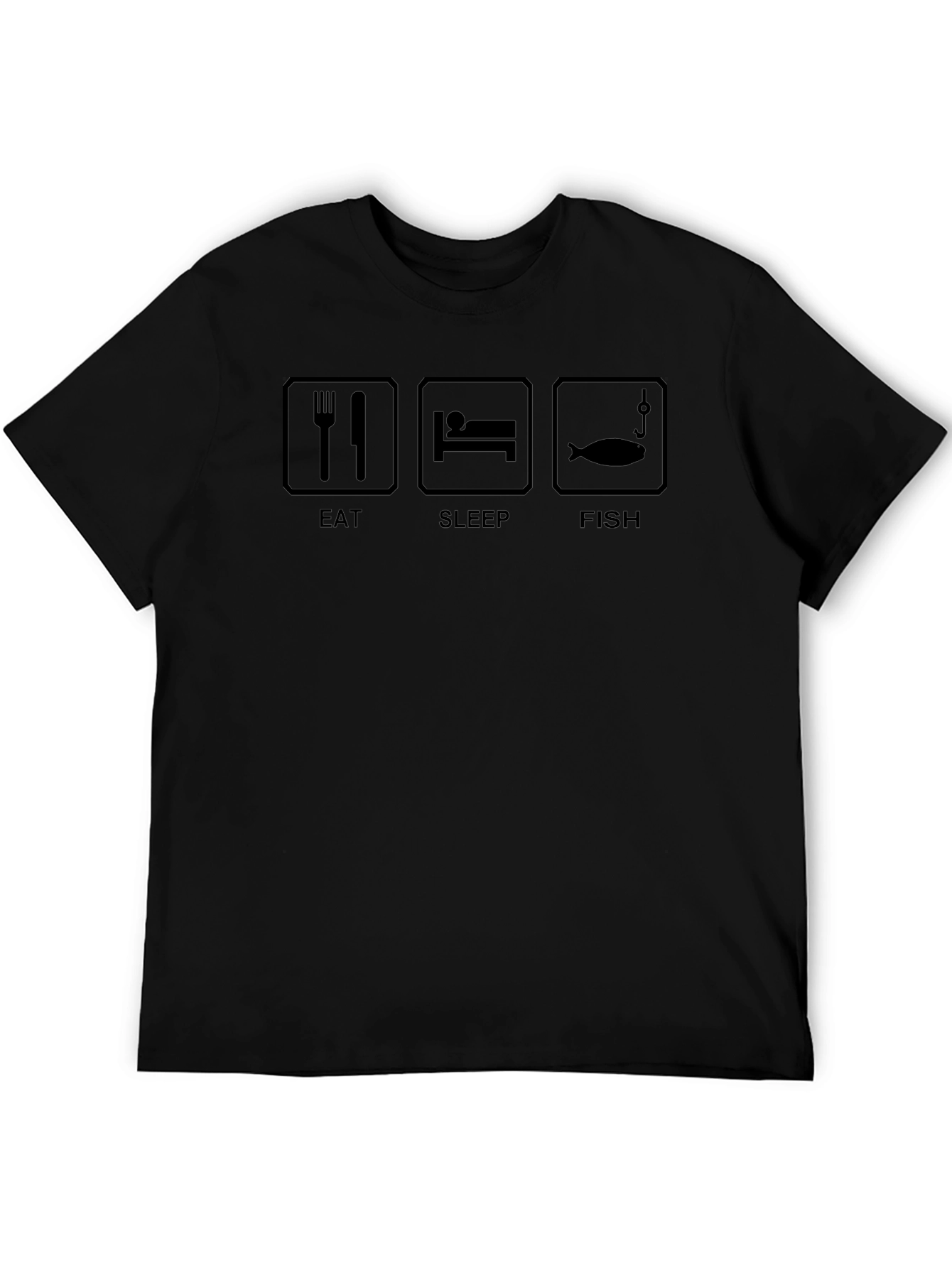 Eat Sleep Fish Black Graphic T-Shirt
