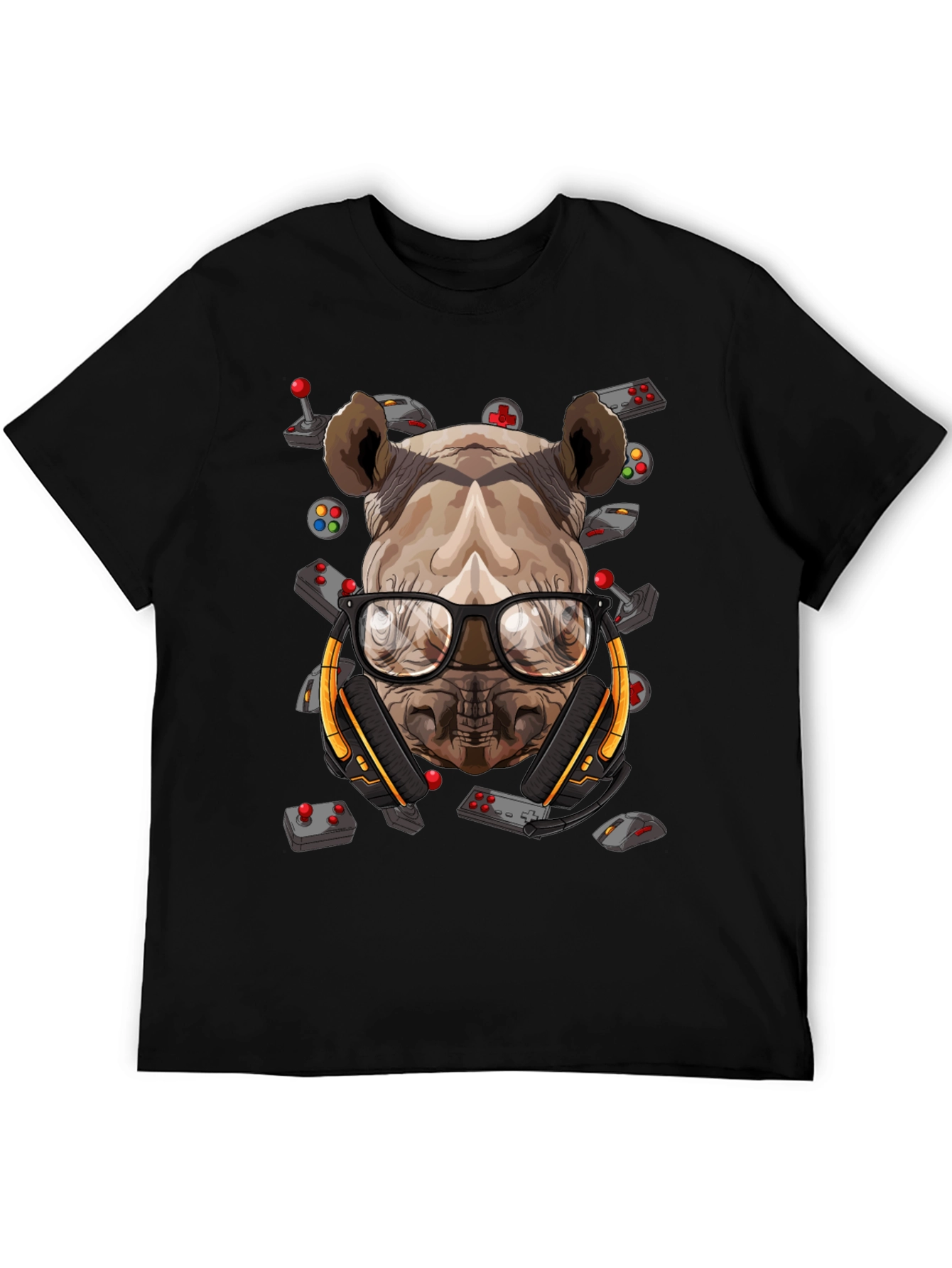 Gamer Rhino Graphic T-Shirt - Black Cotton Tee