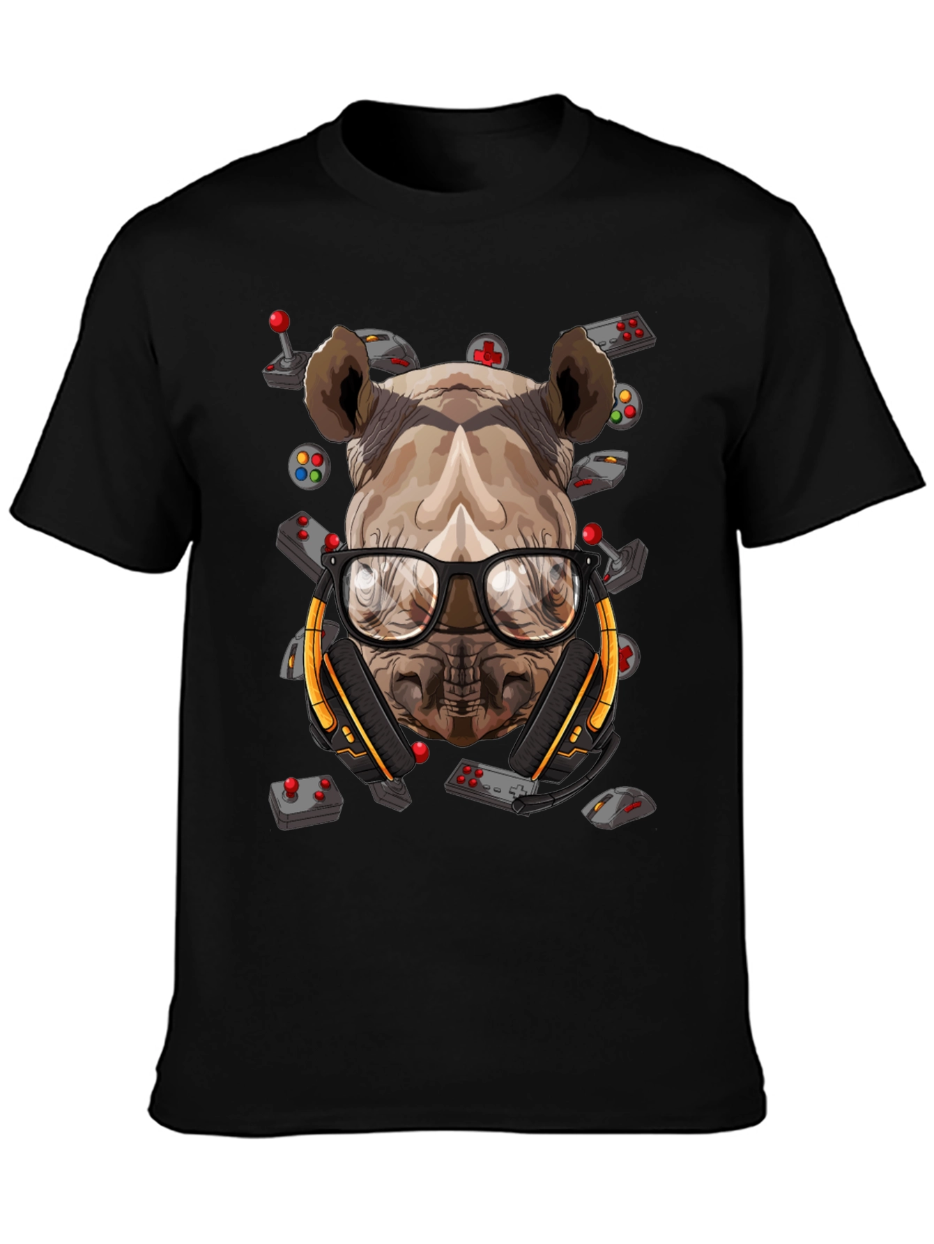 Gamer Rhino Graphic T-Shirt - Black Cotton Tee