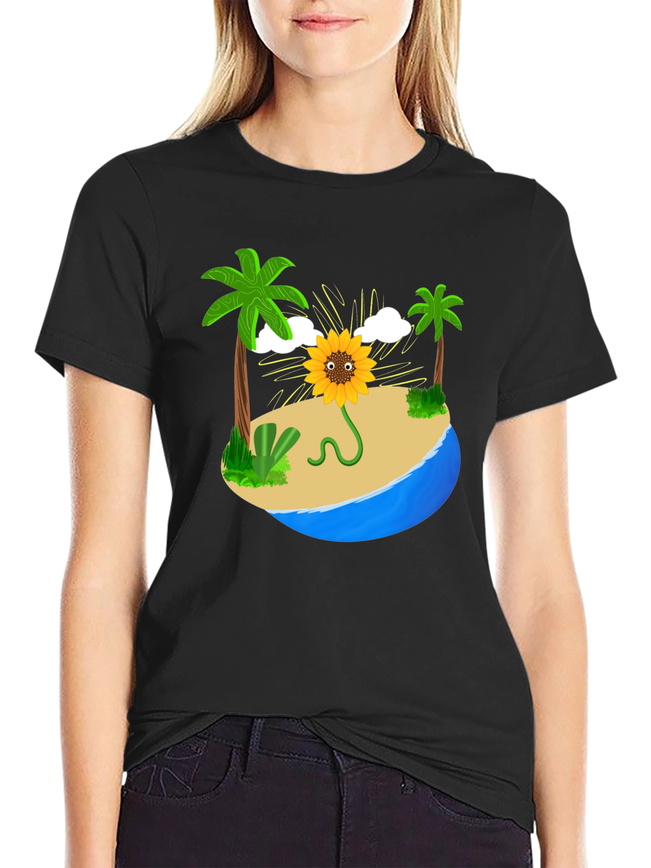 Sunflower Island Graphic Tee - Mens Black T-Shirt
