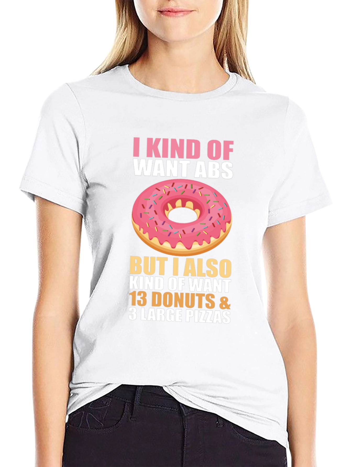 Funny Donut & Pizza Abs T-Shirt