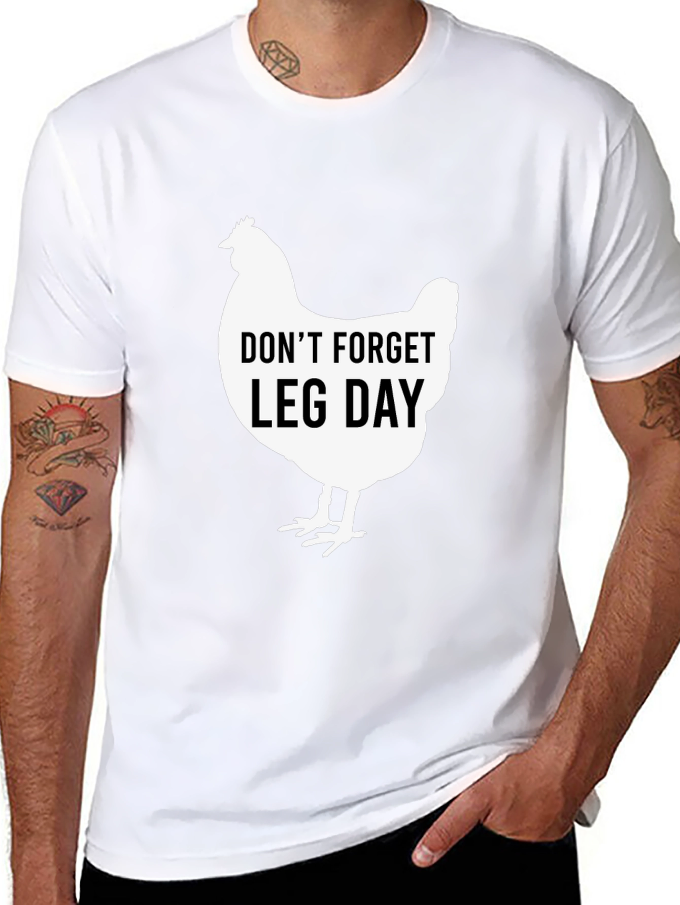 Funny Leg Day Chicken Graphic T-Shirt