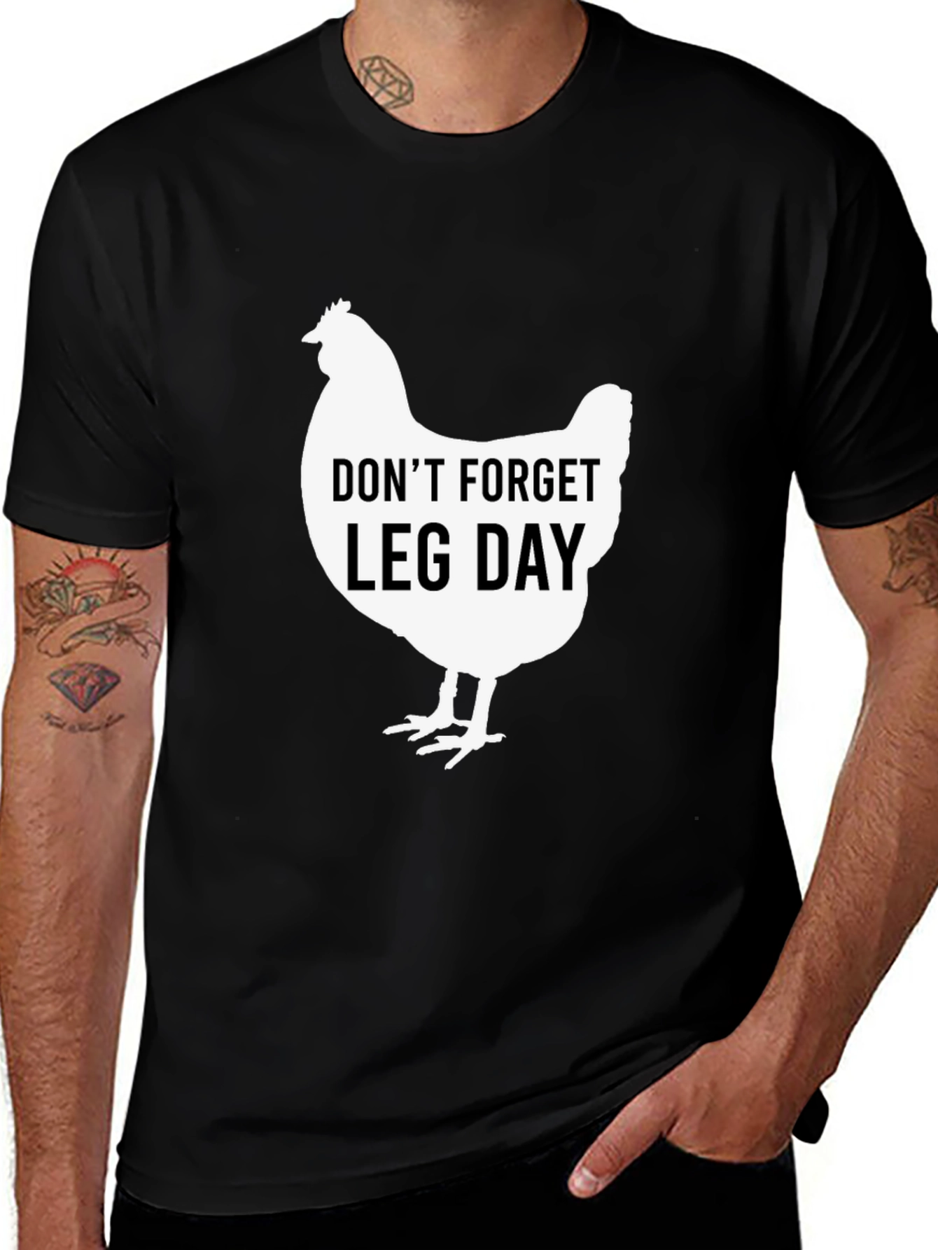 Funny Leg Day Chicken Graphic T-Shirt