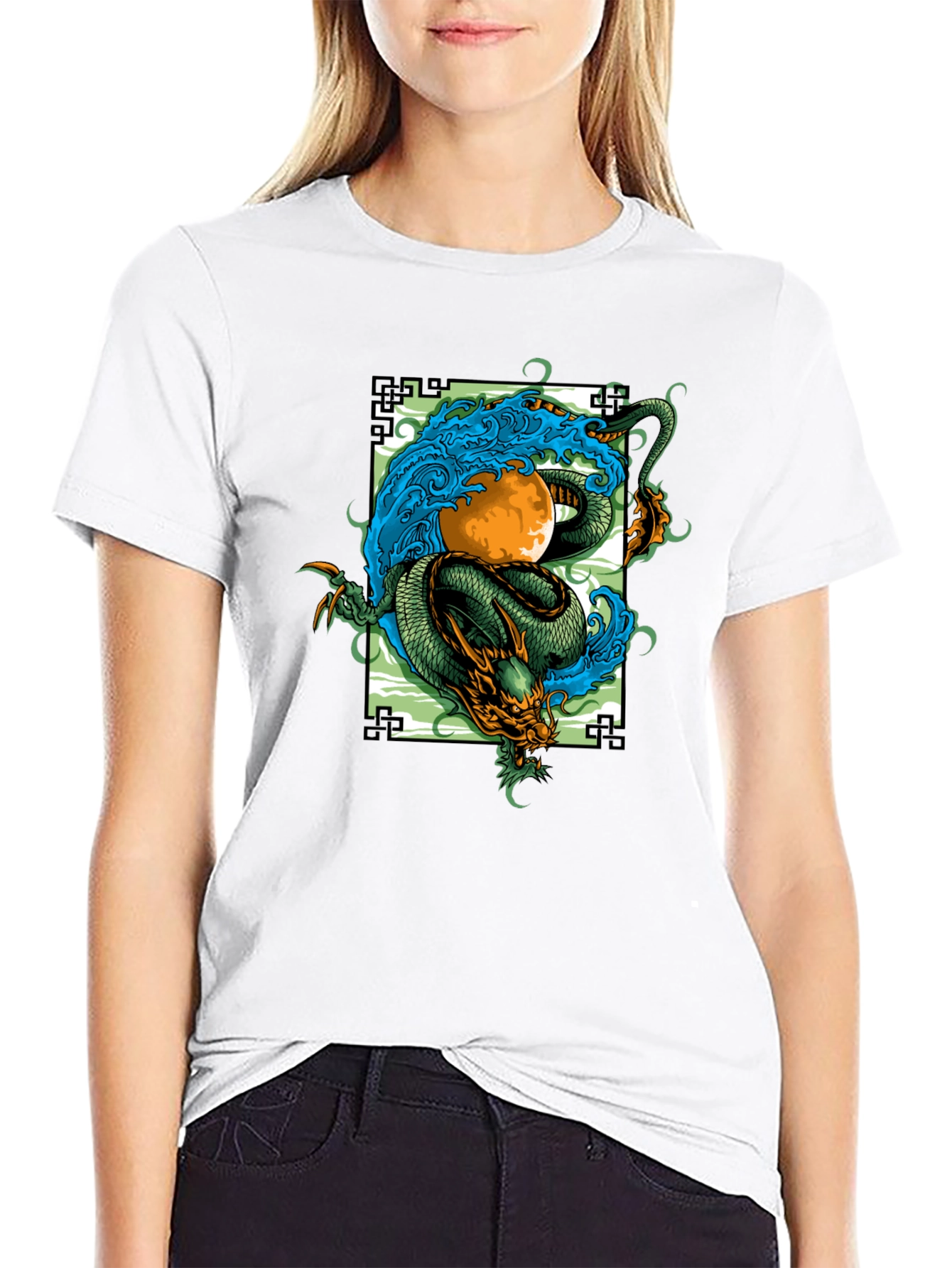 Dragon and Moon Graphic Tee - Stylish Unisex Fit