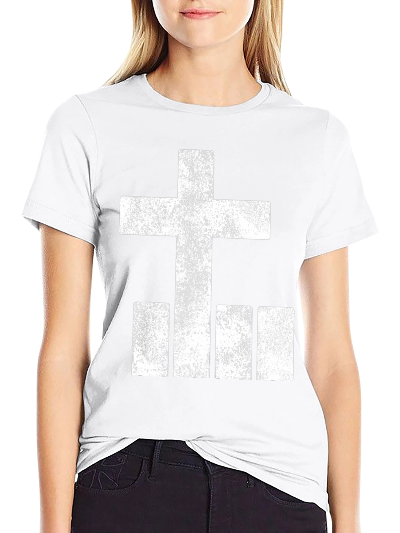 Grunge Cross & Bars Graphic Tee - Black