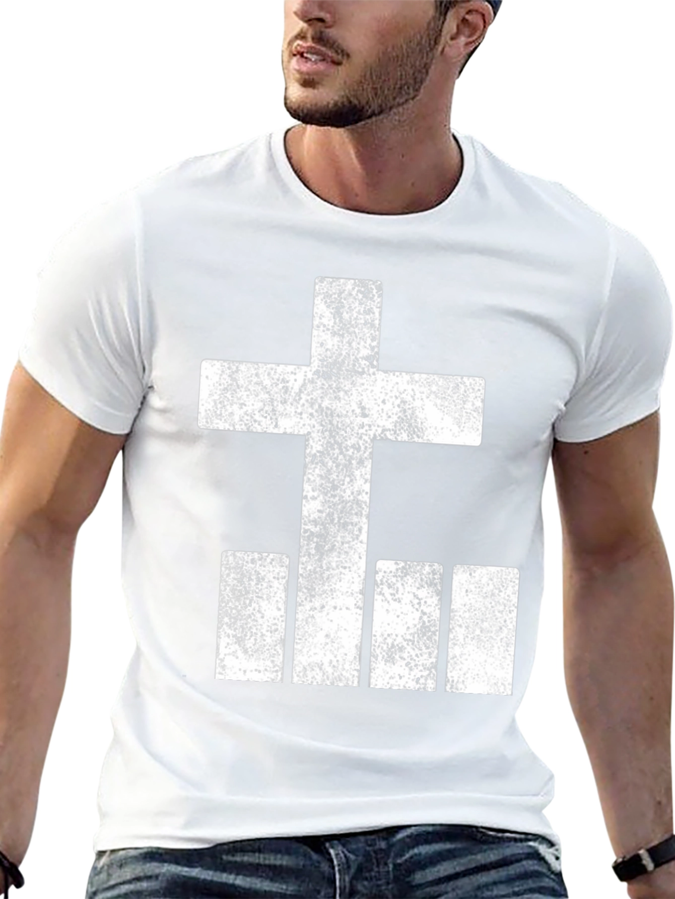 Grunge Cross & Bars Graphic Tee - Black