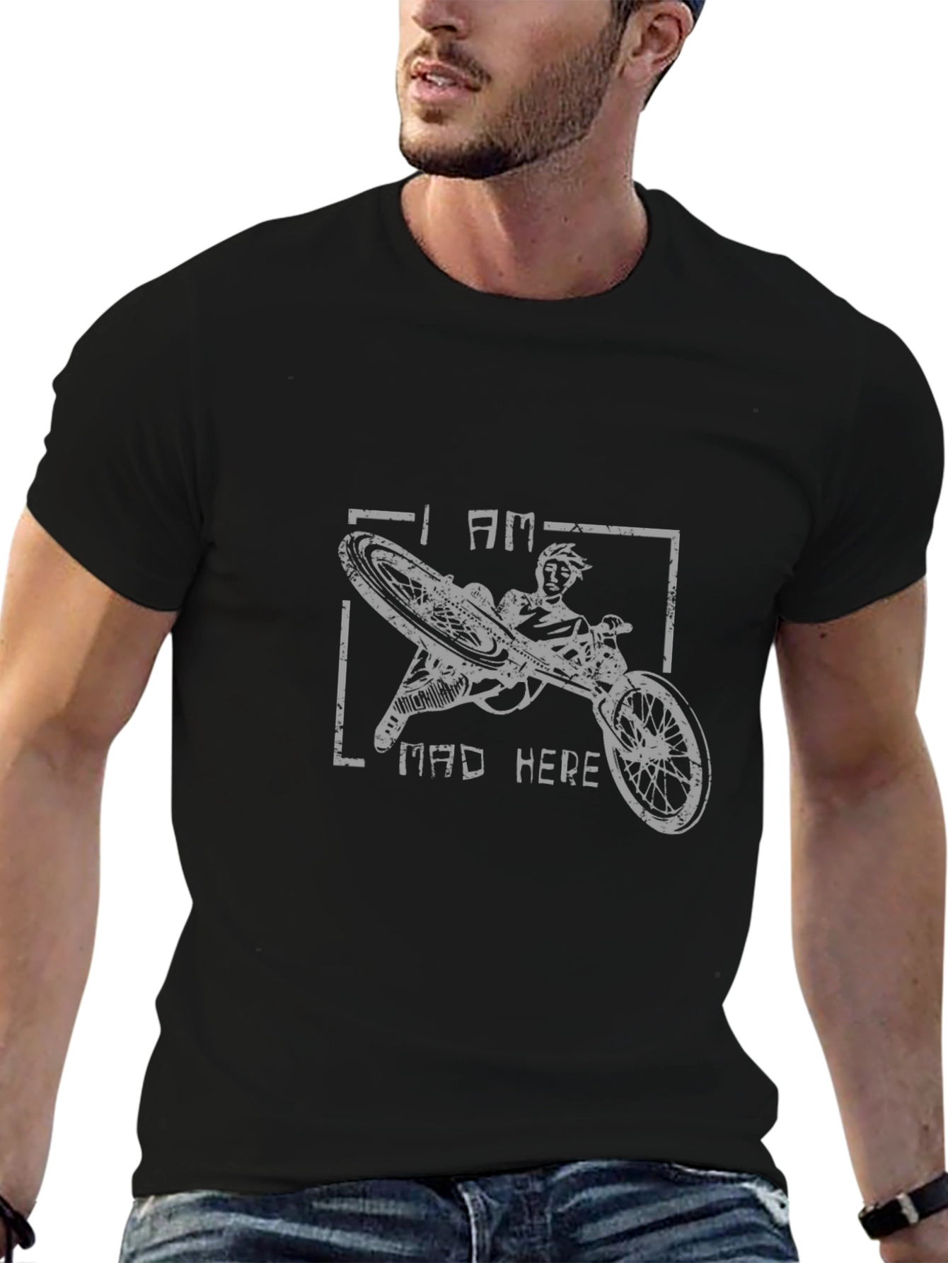 Mad Here Biker Graphic T-Shirt