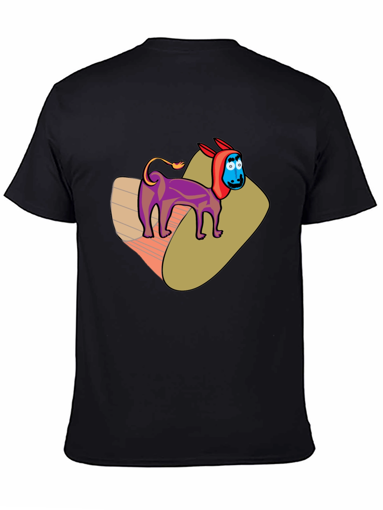 Cartoon Donkey Graphic Tee - Novelty Black T-Shirt