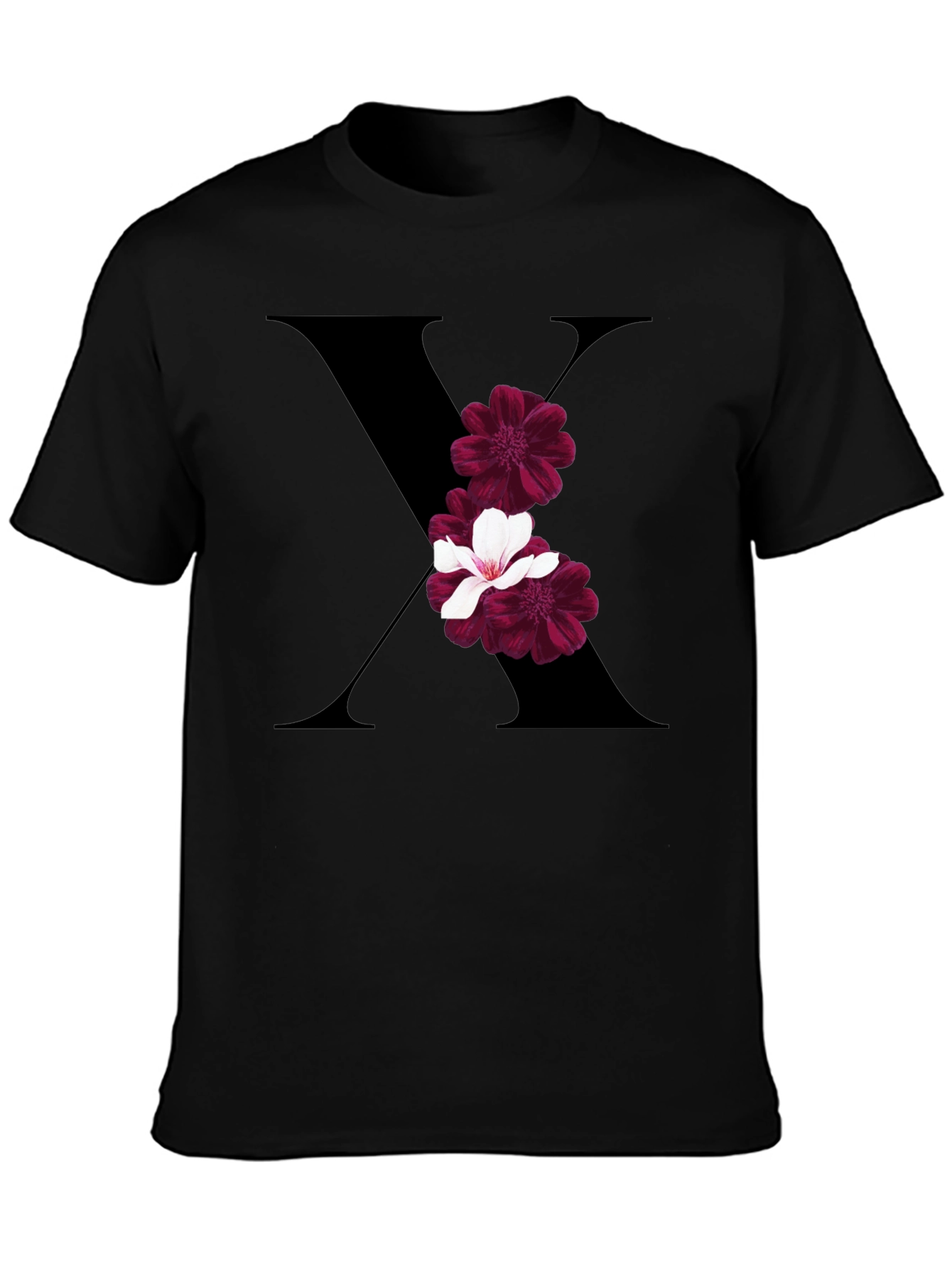 Floral Letter X T-Shirt - Stylish Graphic Tee