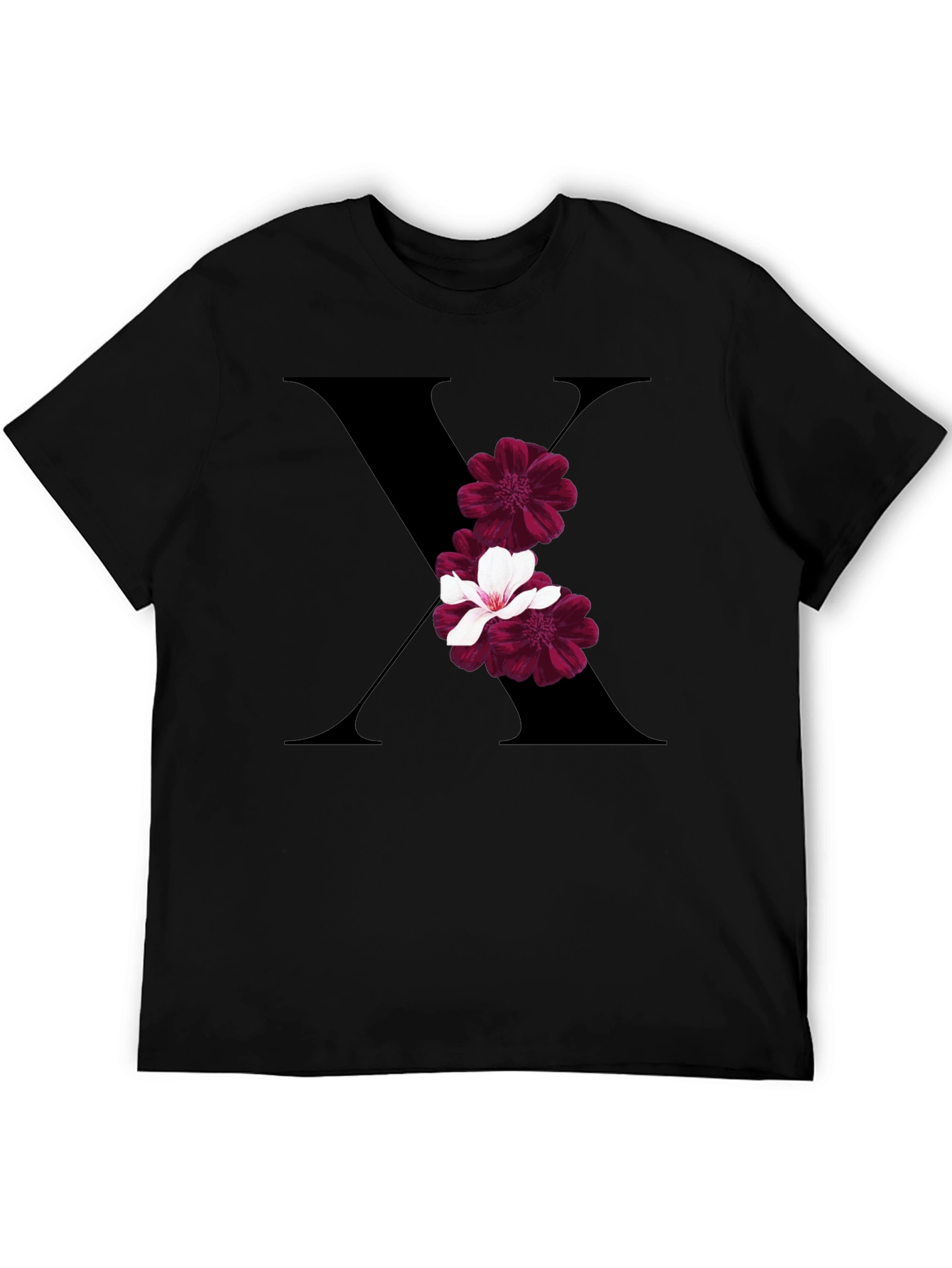 Floral Letter X T-Shirt - Stylish Graphic Tee