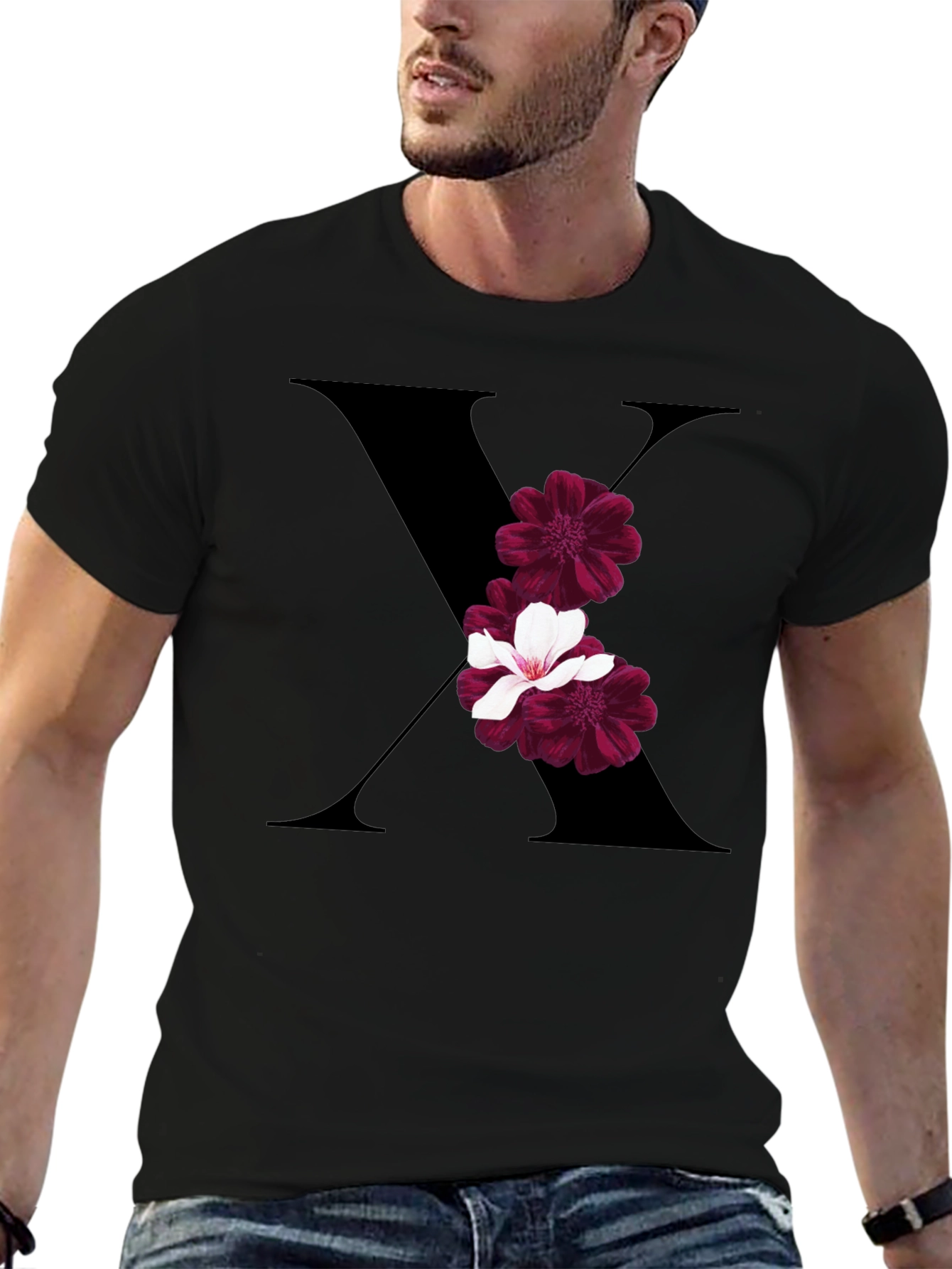 Floral Letter X T-Shirt - Stylish Graphic Tee
