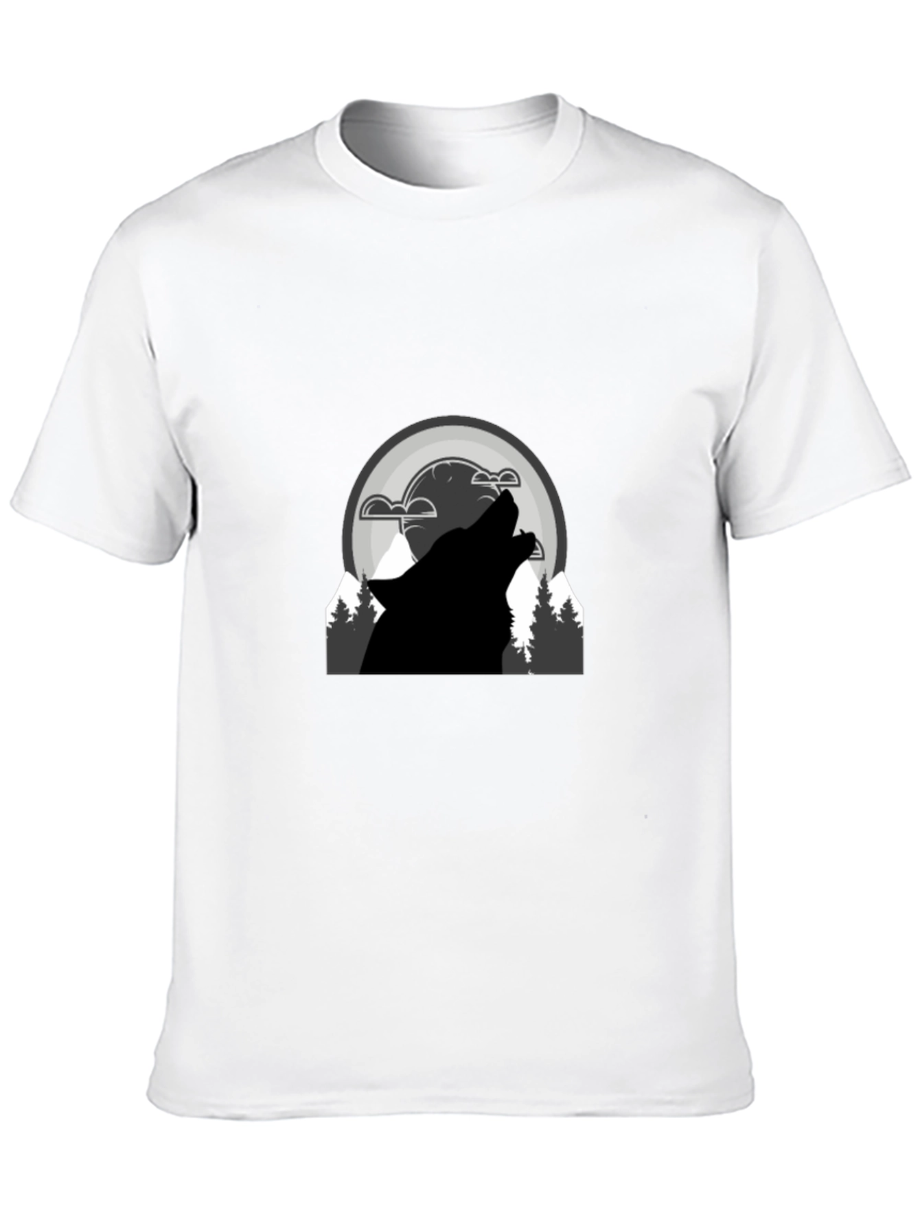Wolf Howl Graphic T-Shirt - Black Cotton Blend