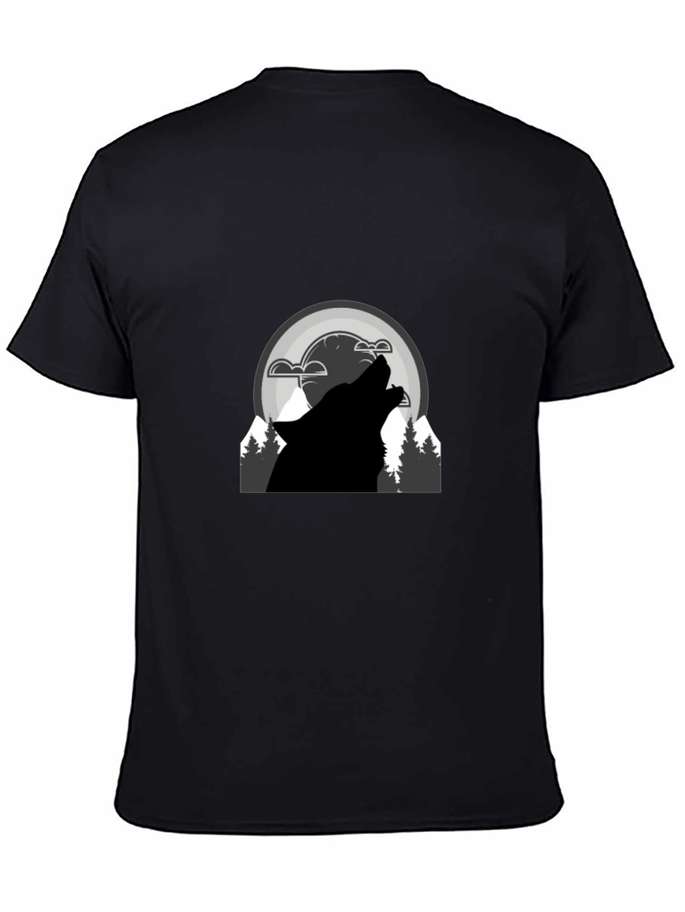 Wolf Howl Graphic T-Shirt - Black Cotton Blend