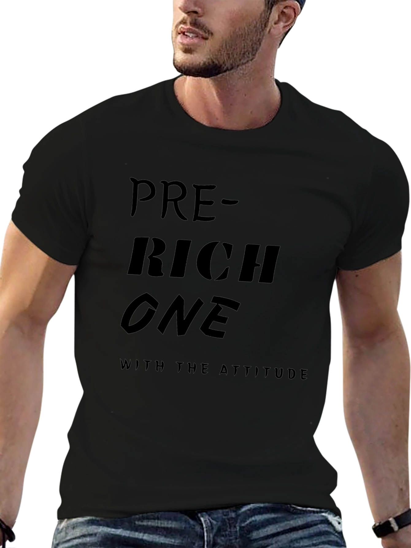 Pre-Rich One Attitude Tee - Premium Black T-Shirt