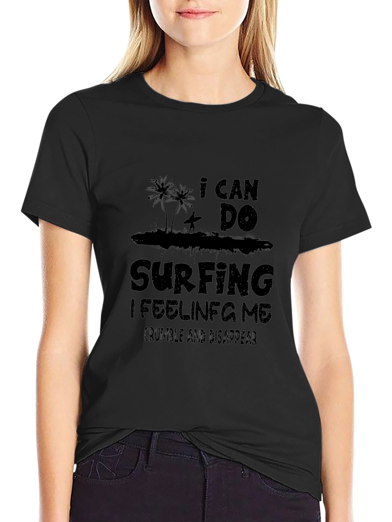 I Can Do Surfing Black Graphic Tee