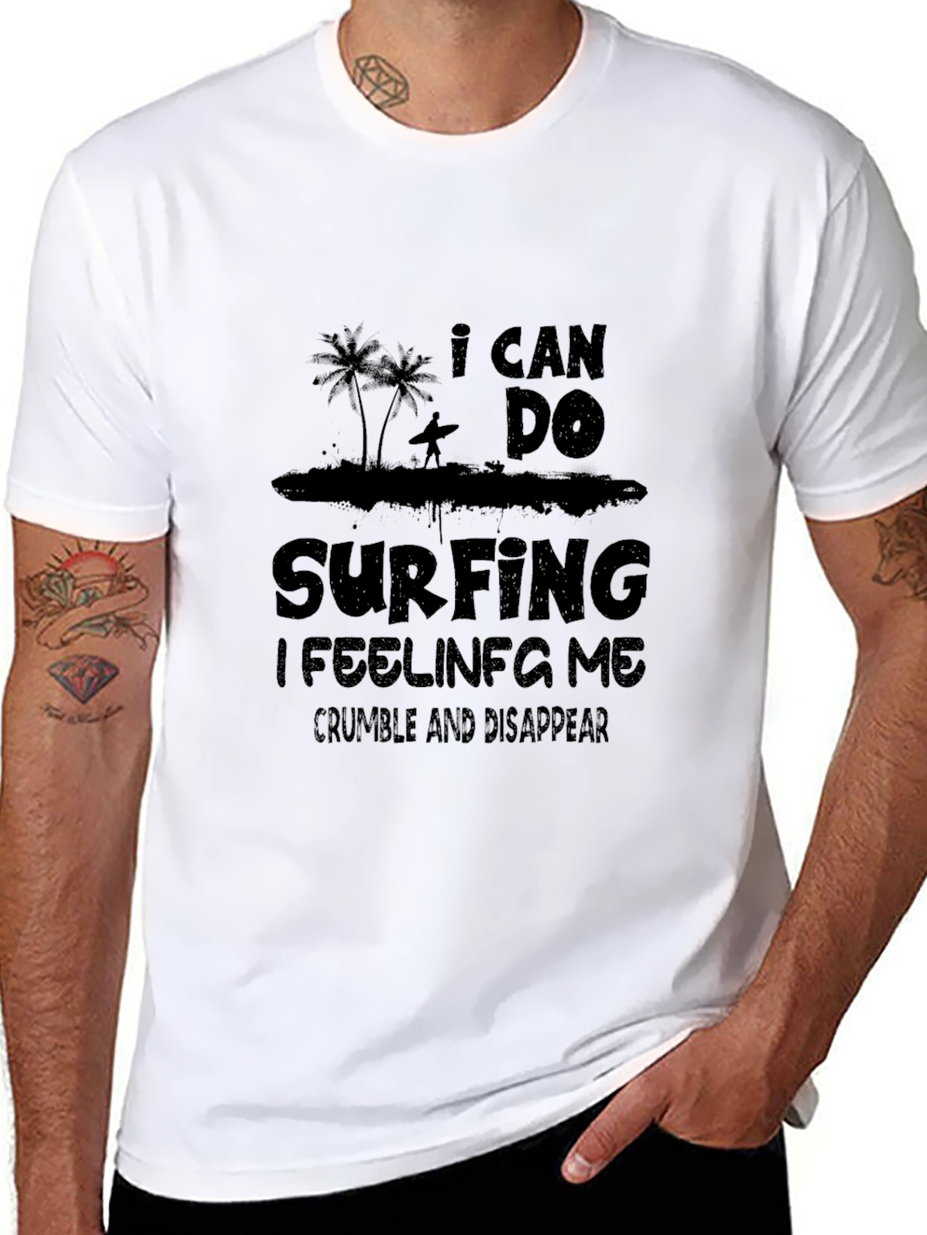 I Can Do Surfing Black Graphic Tee
