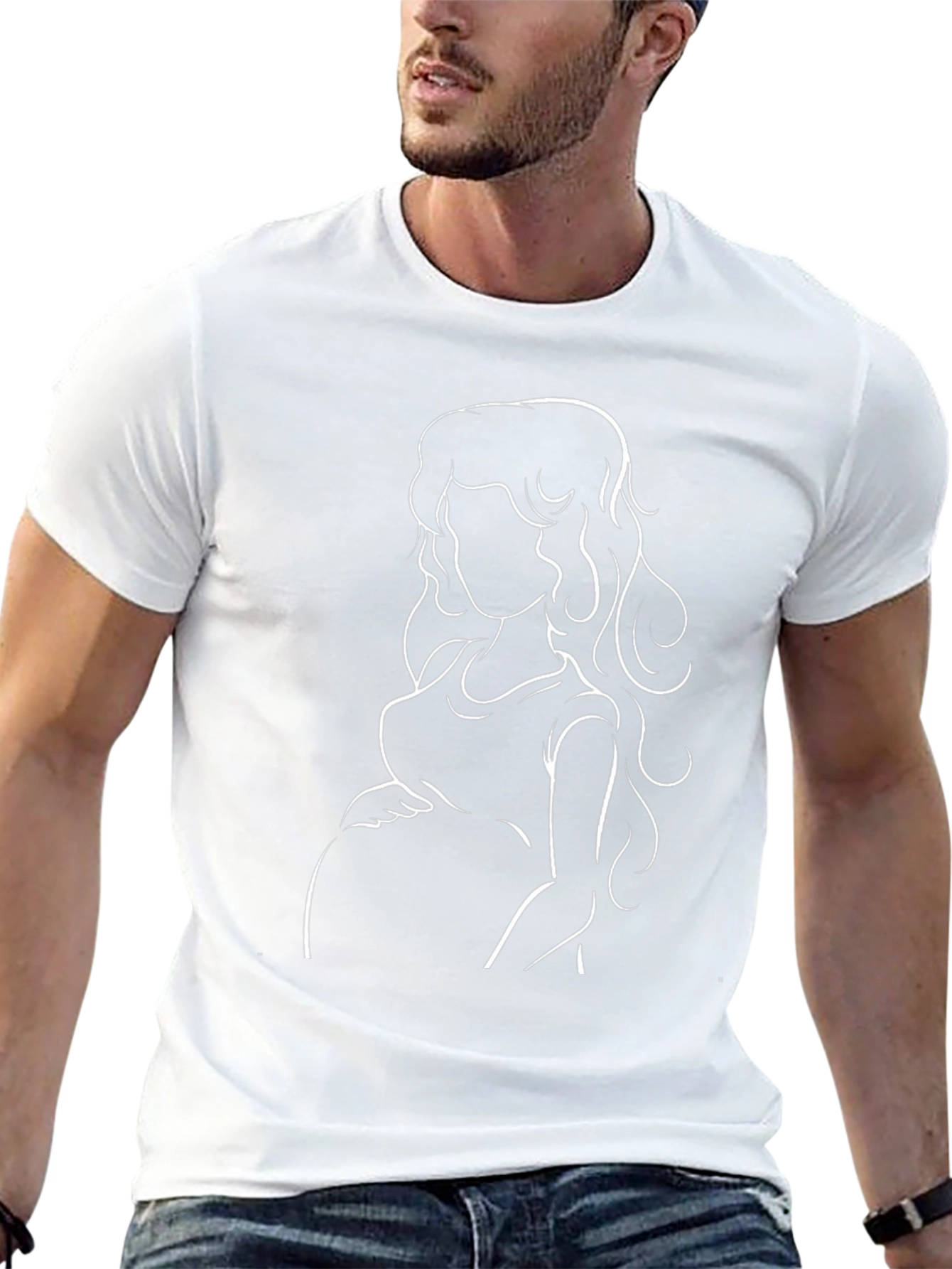 Stylish Pregnant Woman Graphic Tee - Black