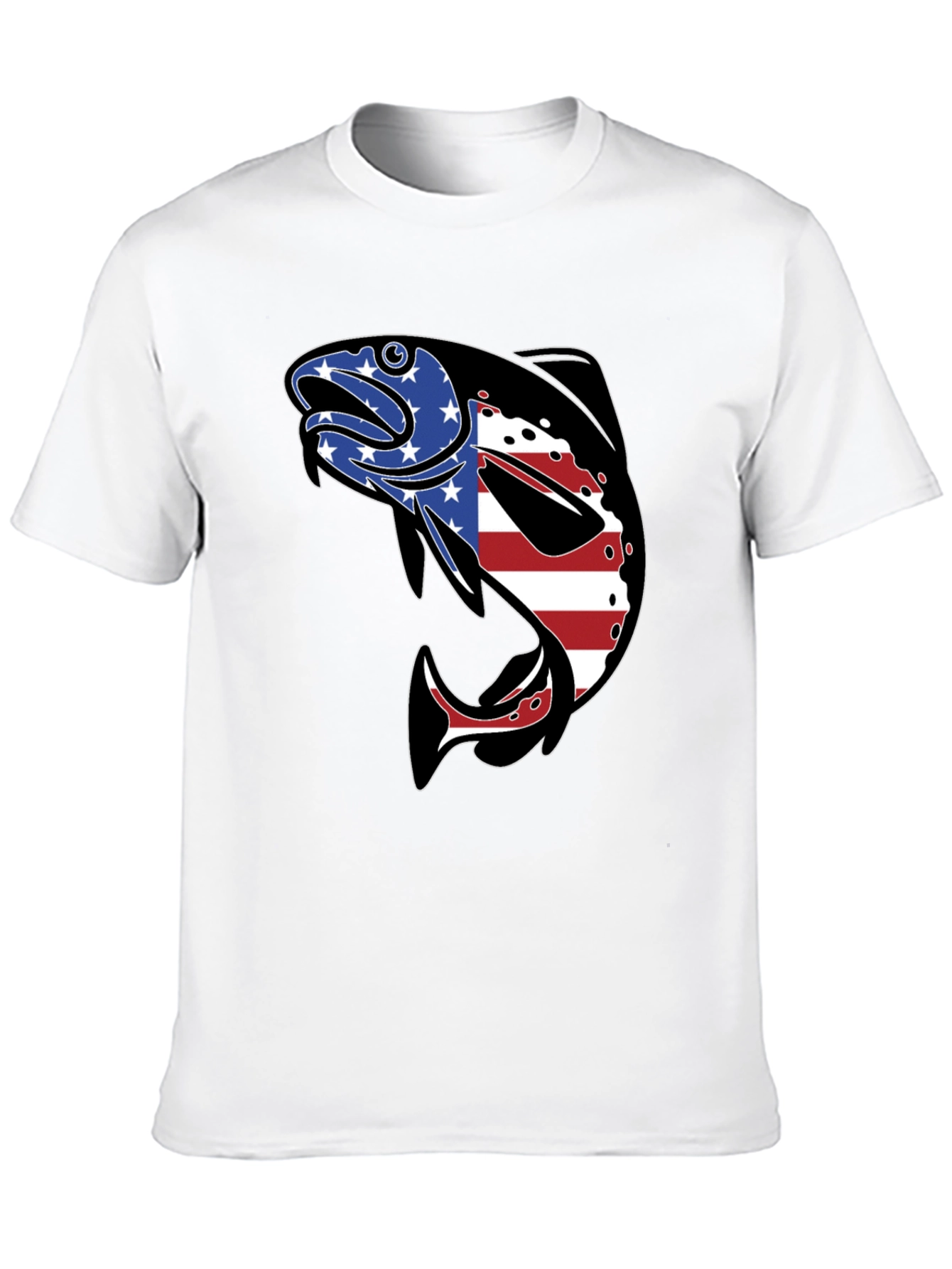 American Flag Fish Graphic T-Shirt