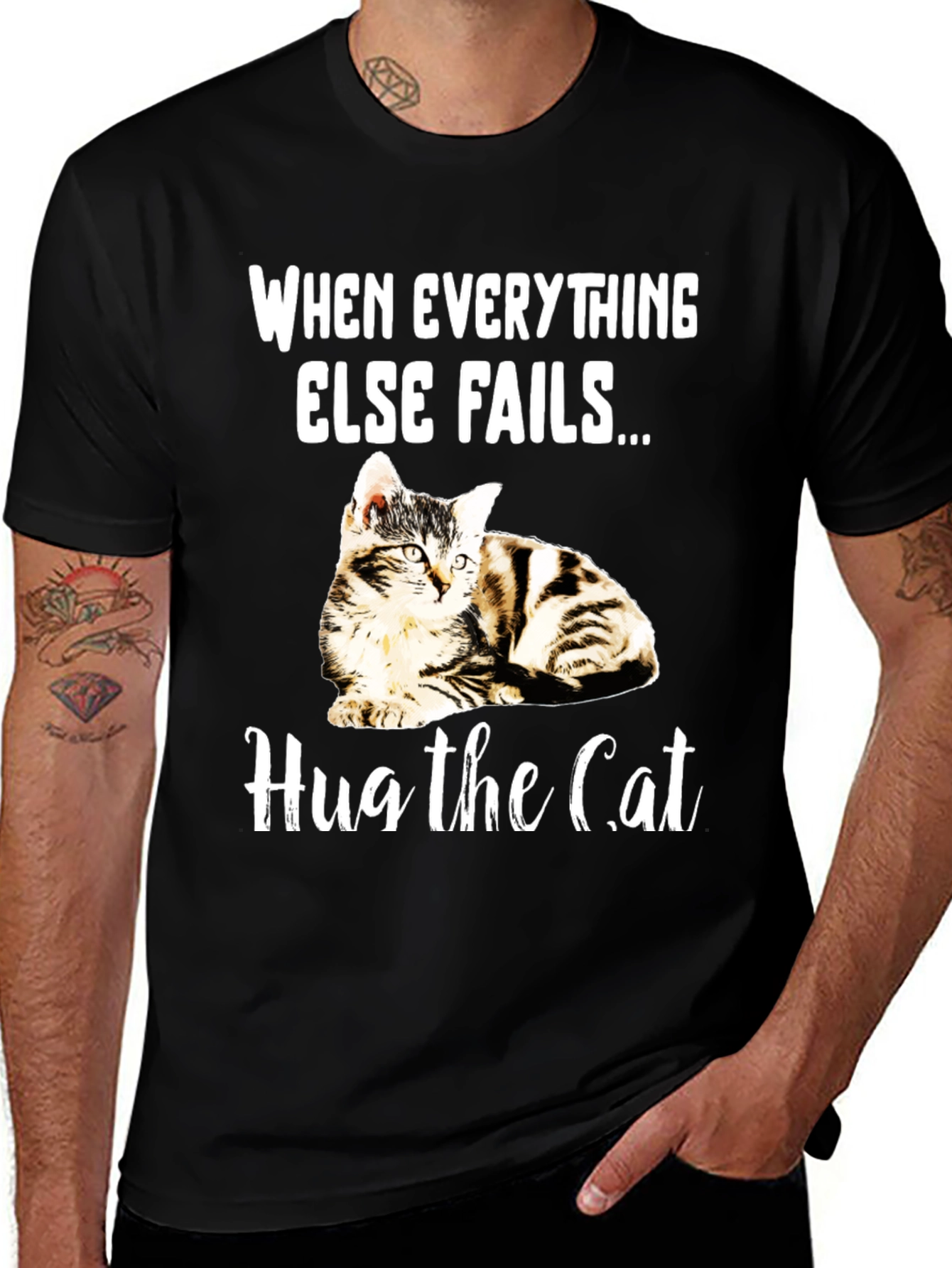 Hug the Cat T-Shirt - Novelty Graphic Tee