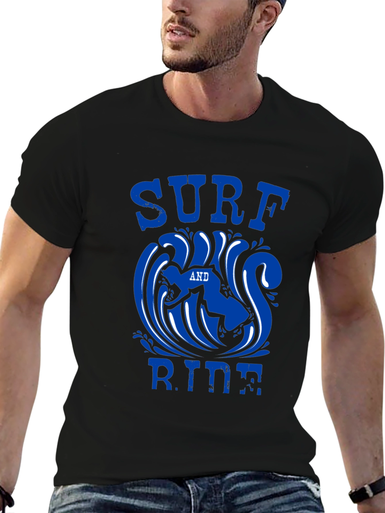 Surf and Ride Black T-Shirt